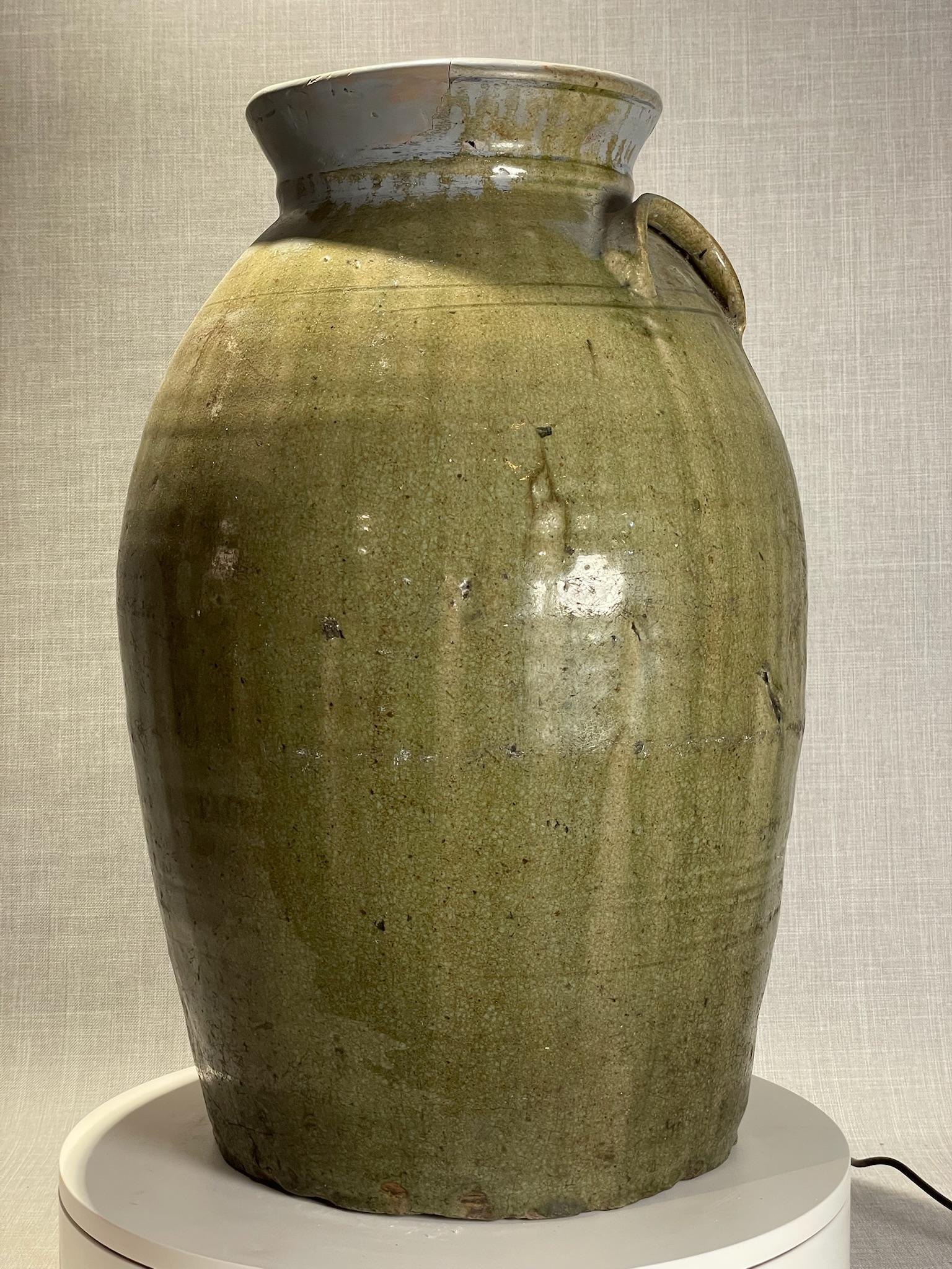 Classico americano Vaso in gres del Texas del XIX secolo con smalto alcalino Oliver in vendita