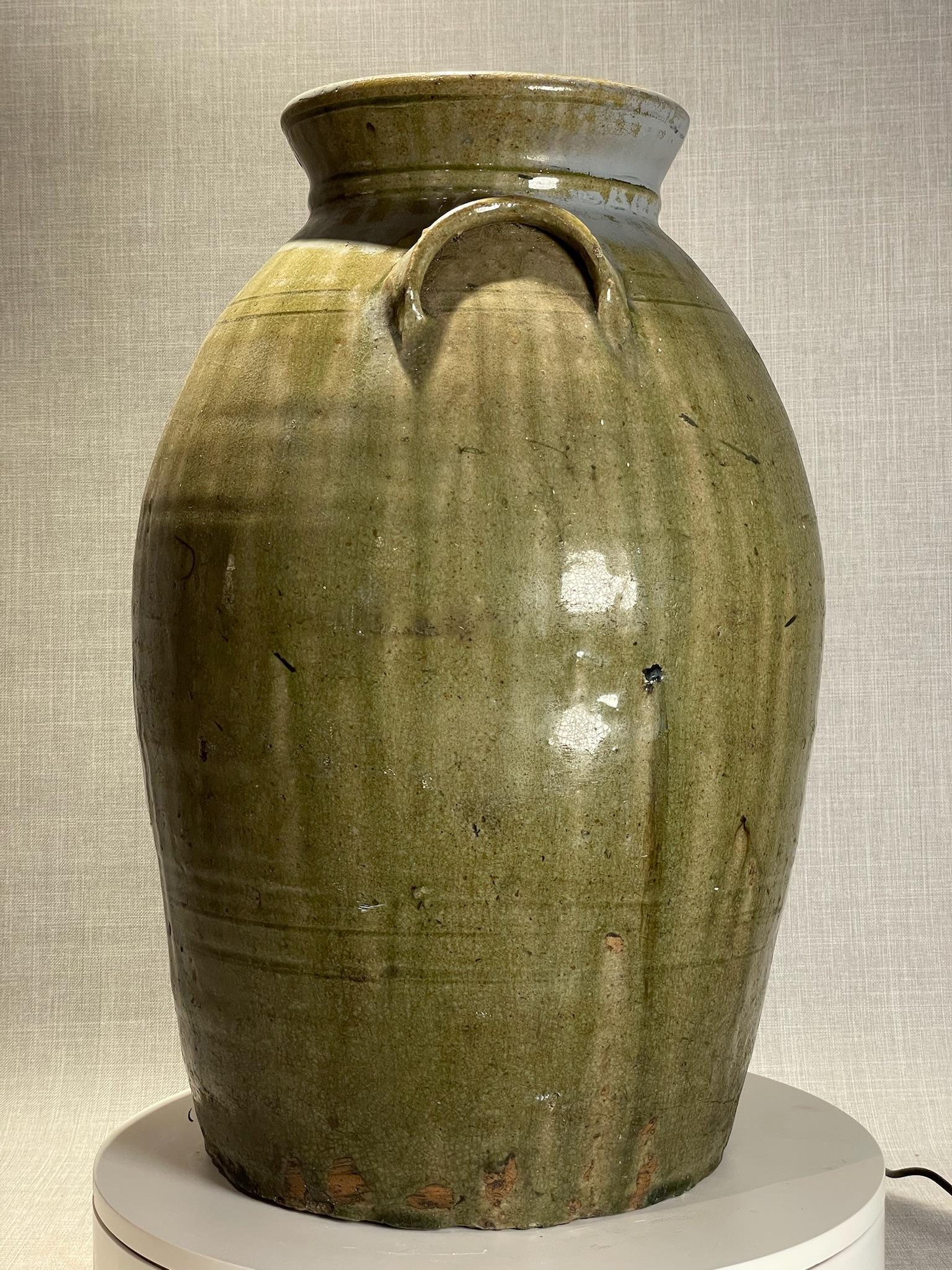 Argilla Vaso in gres del Texas del XIX secolo con smalto alcalino Oliver in vendita