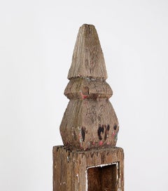 19th Century Thai Teak Wooden Stupa, Hand-Carved Sculpture, Asia