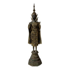 Figura de Buda de bronce lacado y dorado, del siglo XIX, de Tailandia