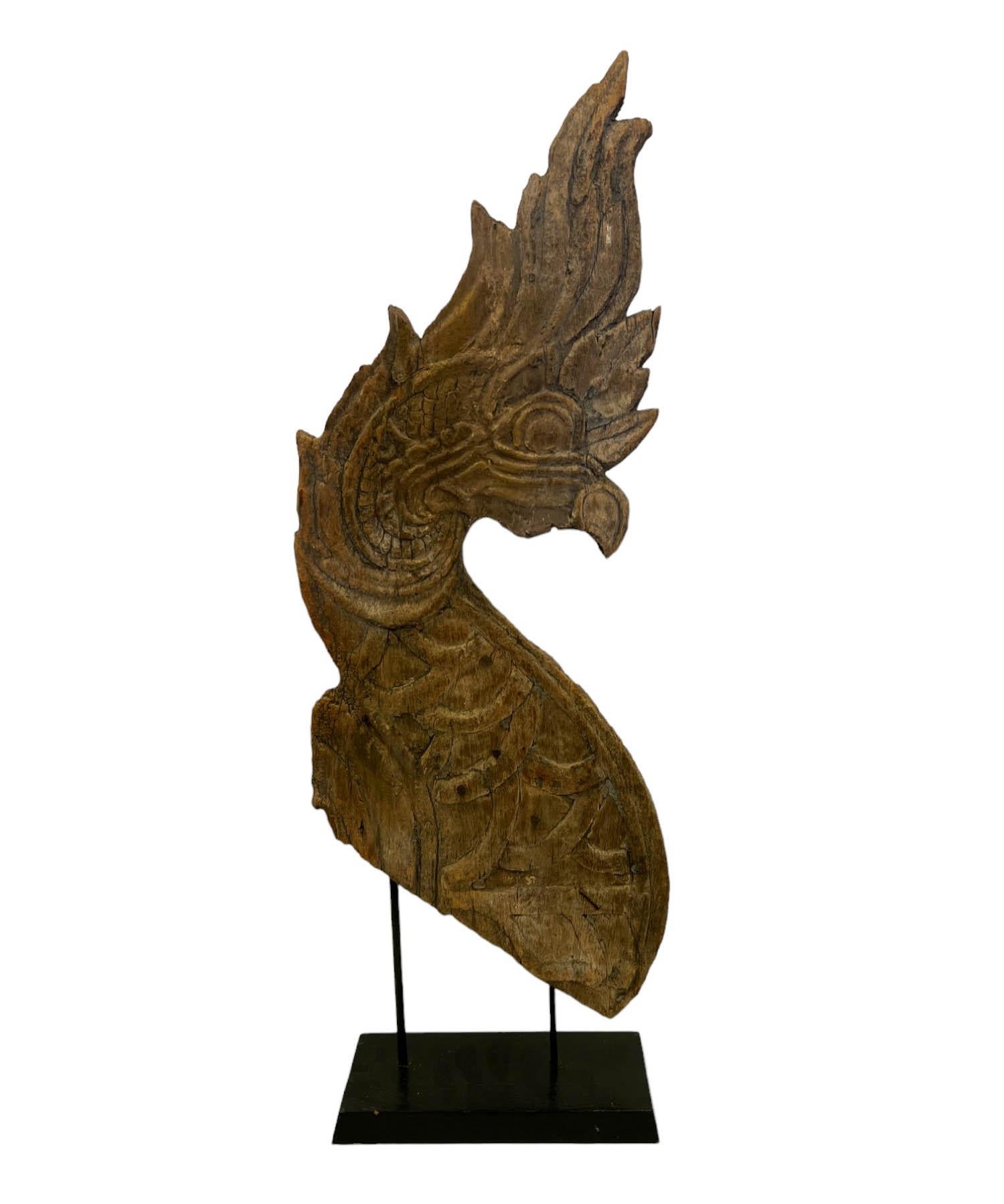 19th Century Thai Naga Temple Finial on Stand In Good Condition For Sale In Palm Beach Gardens, FL