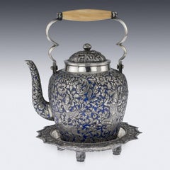 19th Century Thai Royal Silver and Enamel Water-Pot, Tan Yue He, circa 1880