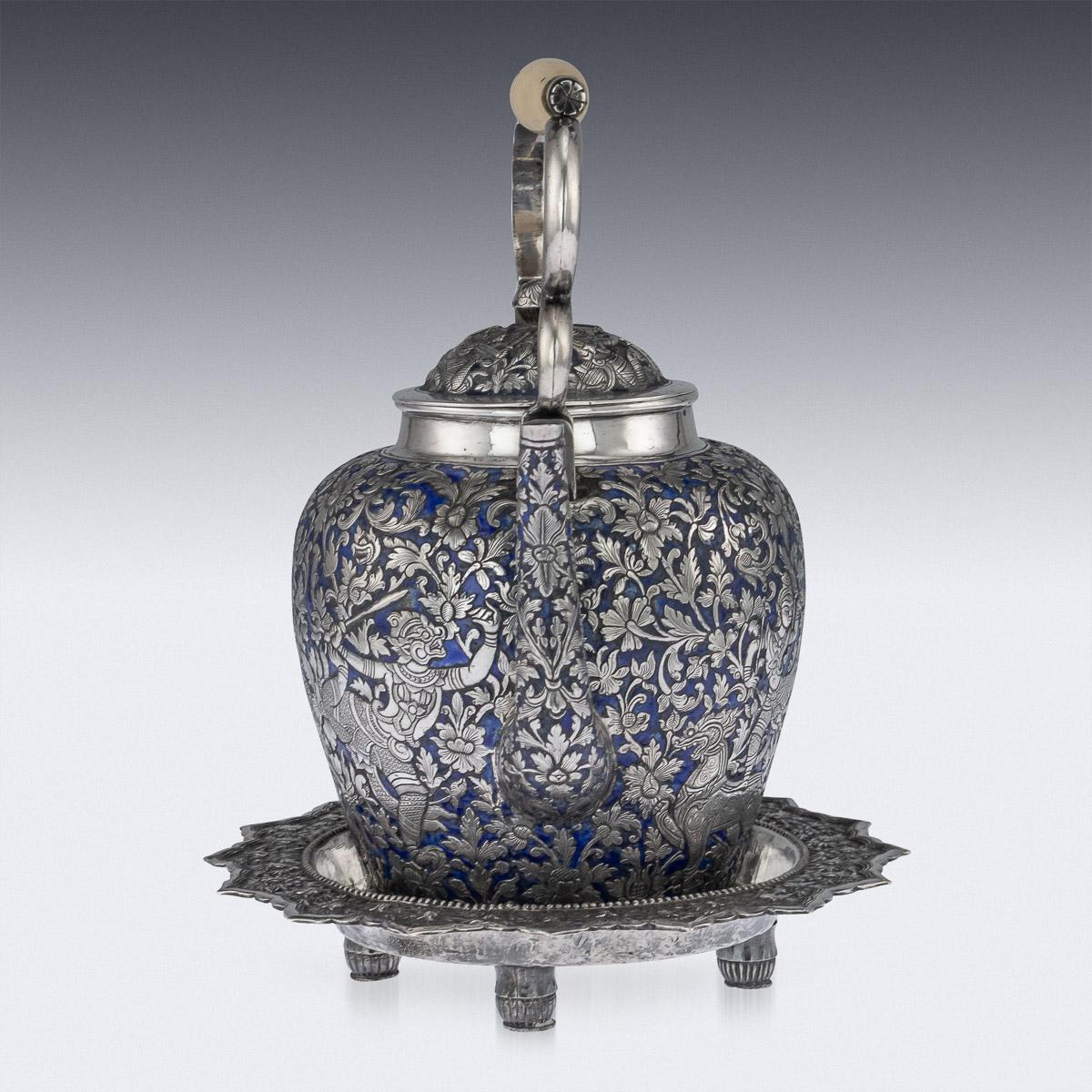 19th Century Thai Royal Silver and Enamel Water-Pot, Tan Yue He, circa 1880 1