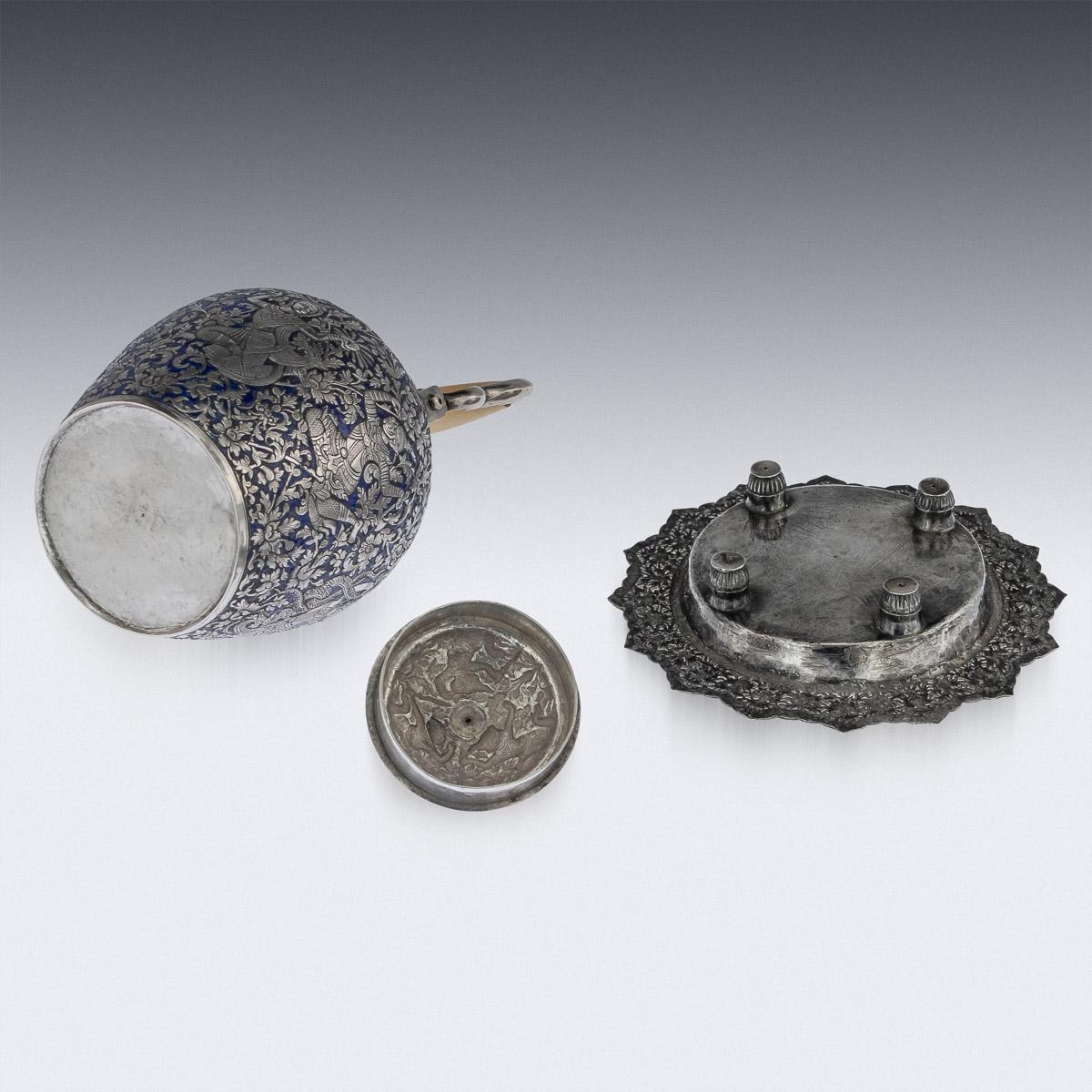 19th Century Thai Royal Silver and Enamel Water-Pot, Tan Yue He, circa 1880 3