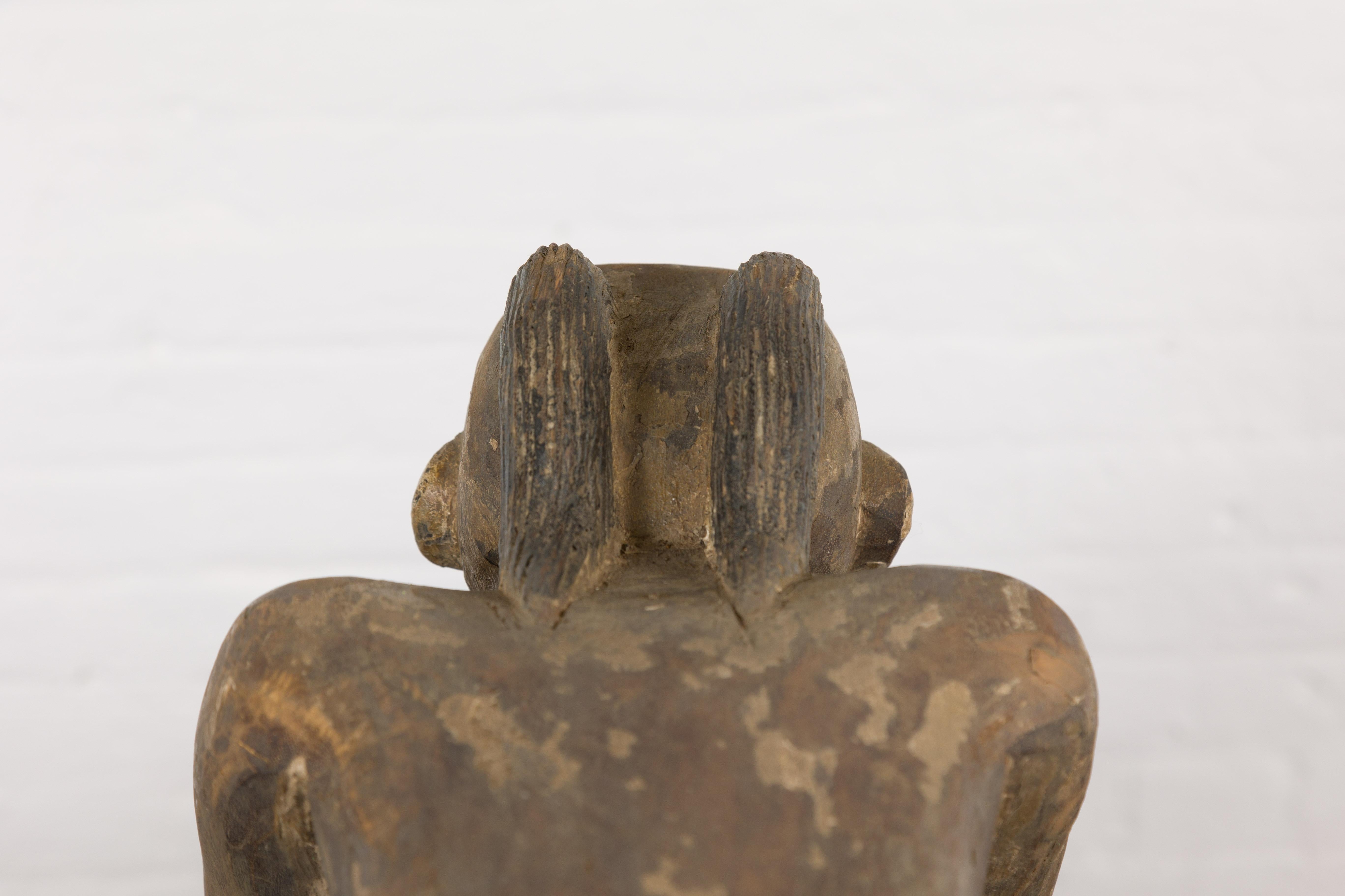 19th Century Thai Sculpture of a Male Figure in Reverential Praying Pose For Sale 5