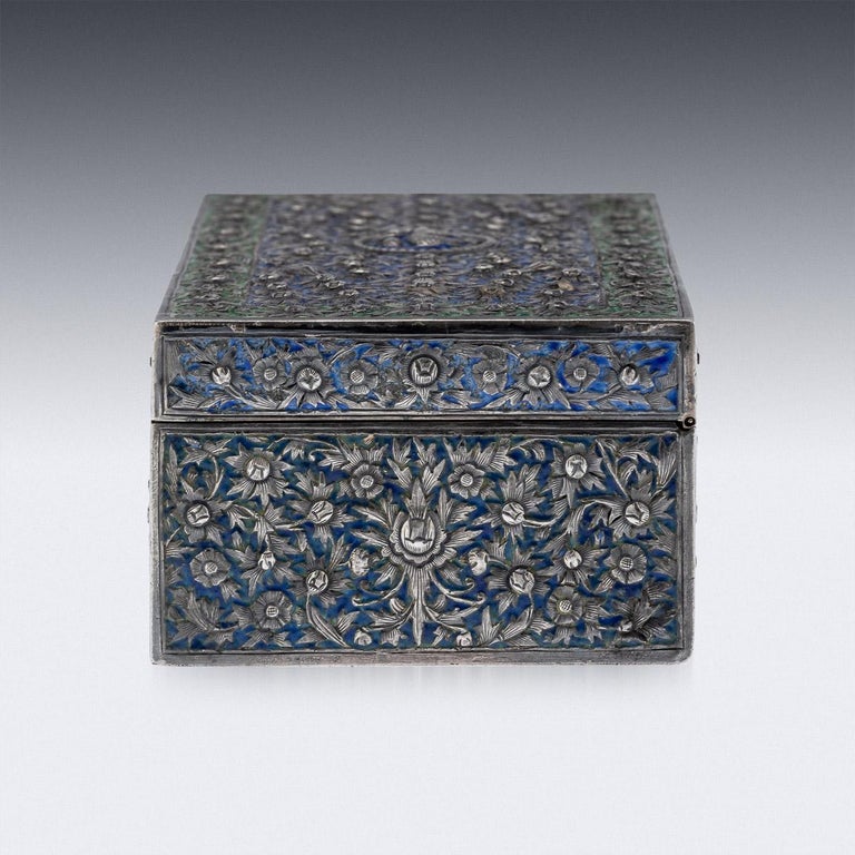 19th Century Thai Solid Silver & Enamel Box, Xiang He, Bangkok, c.1880 In Good Condition For Sale In Royal Tunbridge Wells, Kent