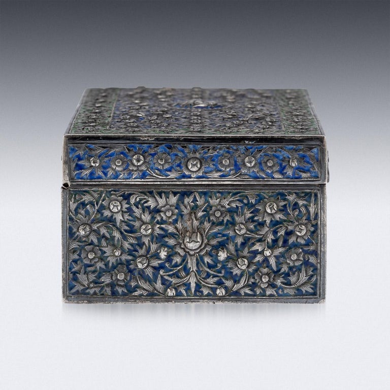 19th Century Thai Solid Silver & Enamel Box, Xiang He, Bangkok, c.1880 For Sale 1