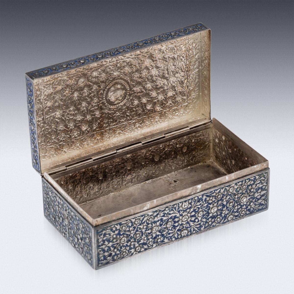 Late 19th Century 19th Century Thai Solid Silver & Enamel Box, Xiang He, Bangkok, c.1880 For Sale