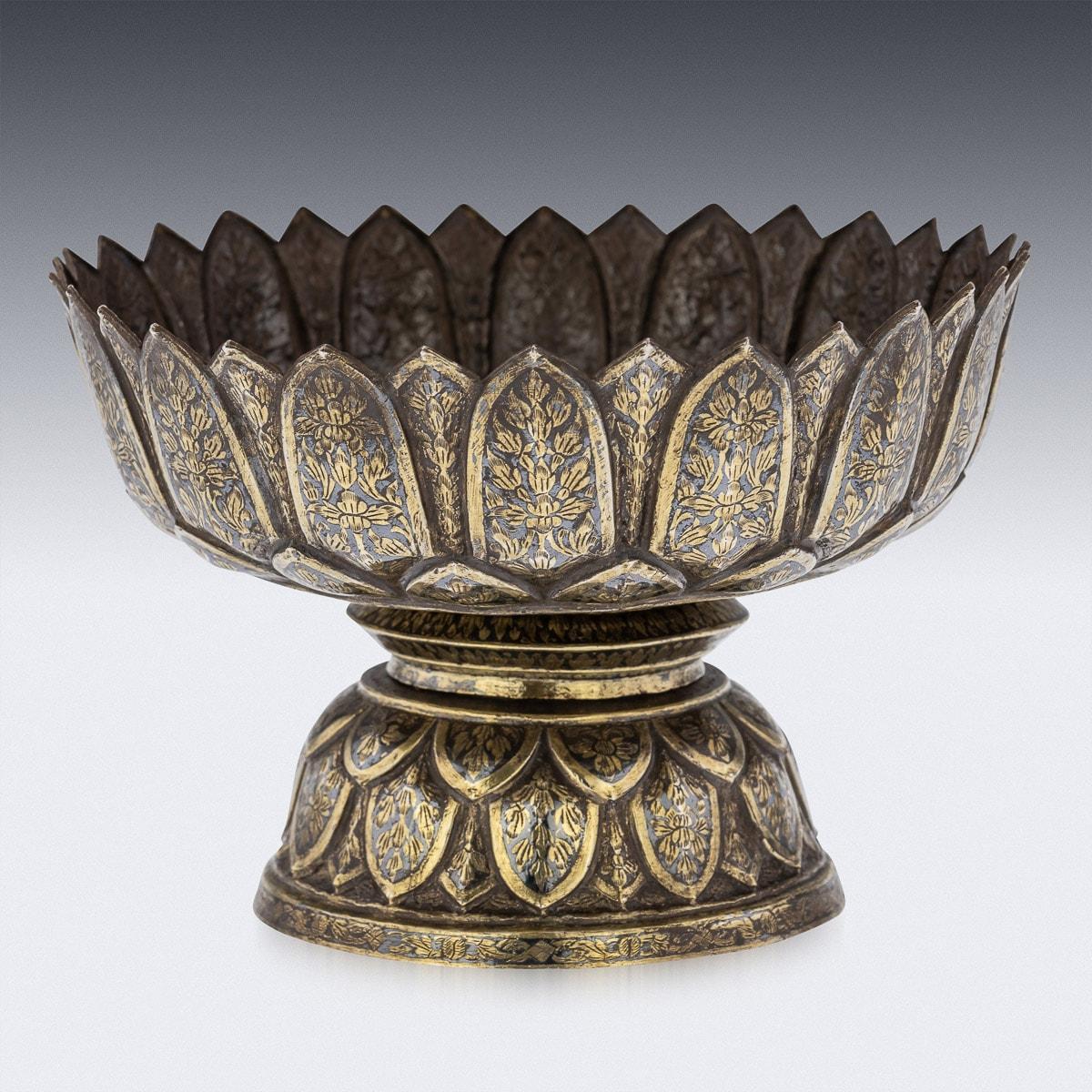 19th Century Thai Solid Silver-Gilt Niello Enamel Bowl, Siam, c.1800 In Good Condition For Sale In Royal Tunbridge Wells, Kent