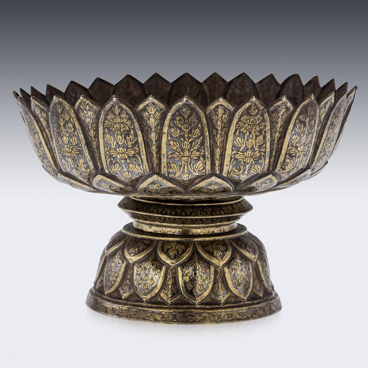 19th Century Thai Solid Silver-Gilt Niello Enamel Bowl, Siam, c.1800 For Sale 1