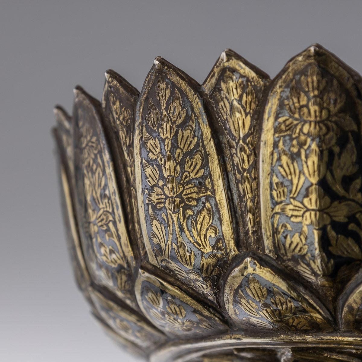 19th Century Thai Solid Silver-Gilt Niello Enamel Bowl, Siam, c.1800 For Sale 6