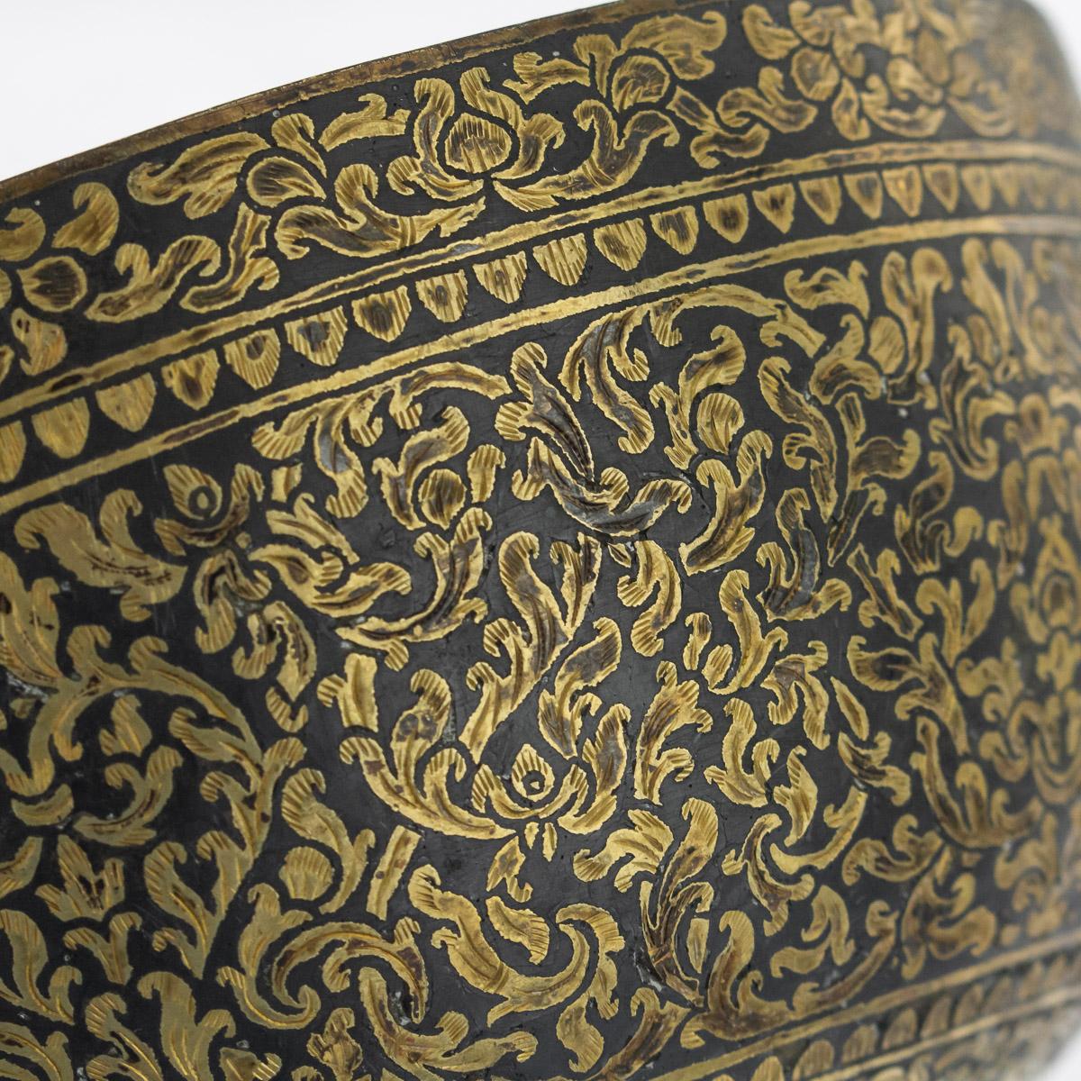 19th Century Thailand Solid Silver Gilt & Niello Enamel Betel Bowls, Siam, c1860 2
