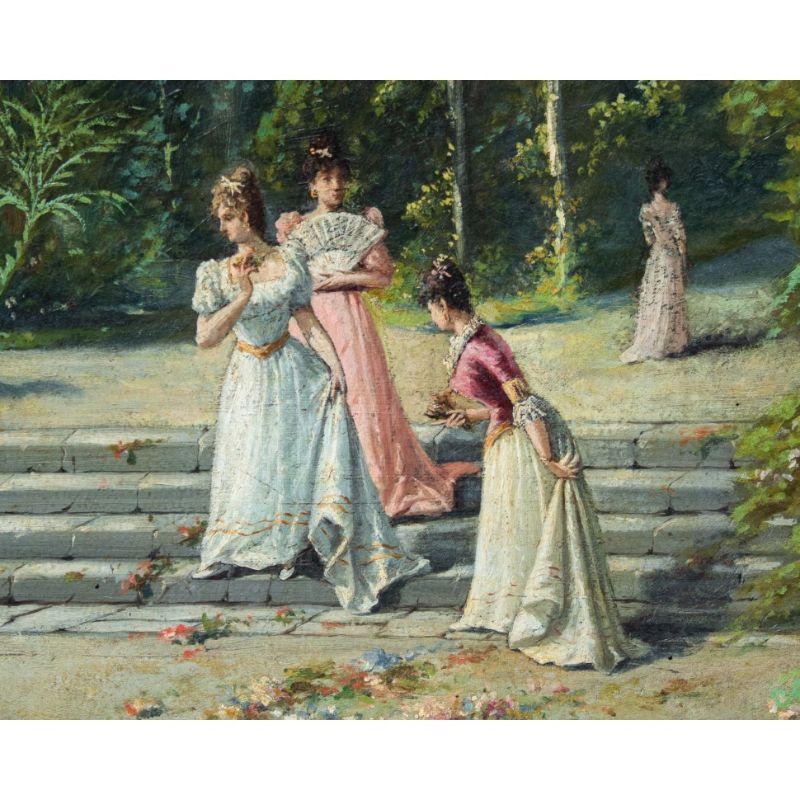 Oiled 19th Century The Betrothed Painting in Oil on Panel by Guglielmo Napoli For Sale