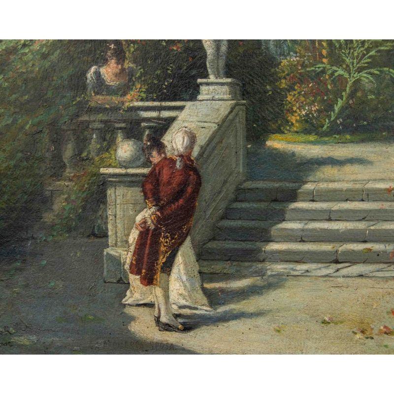 19th Century The Betrothed Painting in Oil on Panel by Guglielmo Napoli For Sale 2