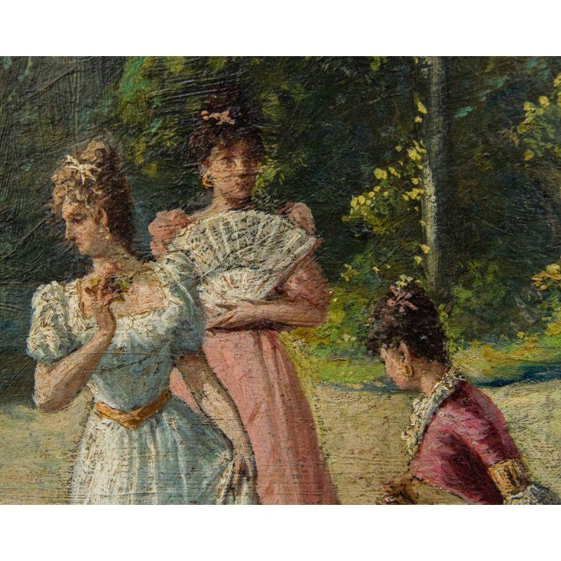 19th Century The Betrothed Painting in Oil on Panel by Guglielmo Napoli For Sale 3