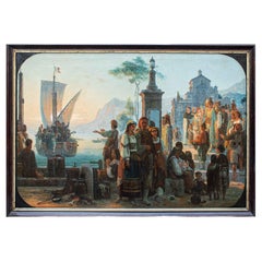 19th Century The Departure of the Garibaldini from Quarto Painting Oil on Canvas