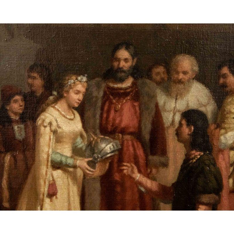 Italian 19th Century the Investiture of the Knight Painting Oil on Canvas by Sciallero