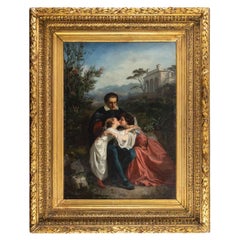 19th Century, the Kiss, Oil on Canvas