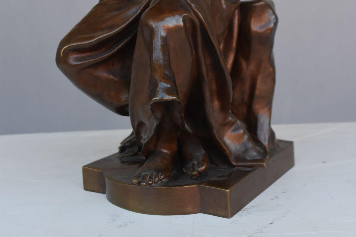 Bronze  L'tude et la mditation  de Paul Dubois du 19me sicle 5