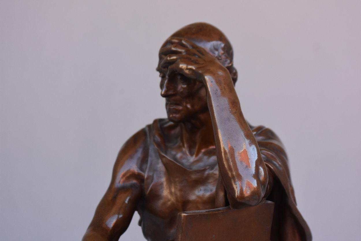 Bronze  L'tude et la mditation  de Paul Dubois du 19me sicle 1