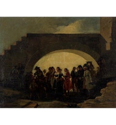 19th Century "The Wedding" Oil on Canvas Painting by Eugenio Lucas Velázquez