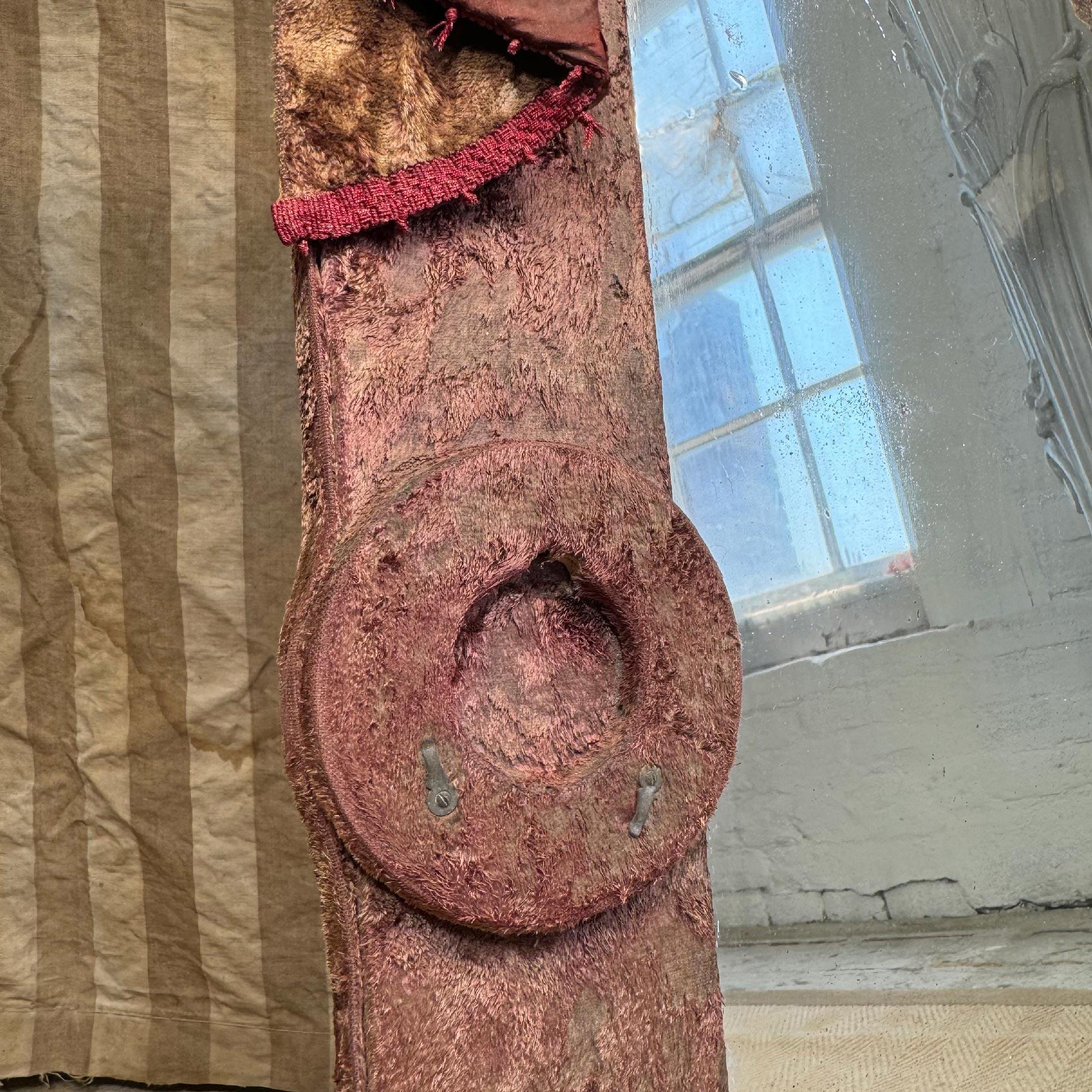 19th Century Theatrical Burgundy Velvet Mirror with Drapes and Swags For Sale 5