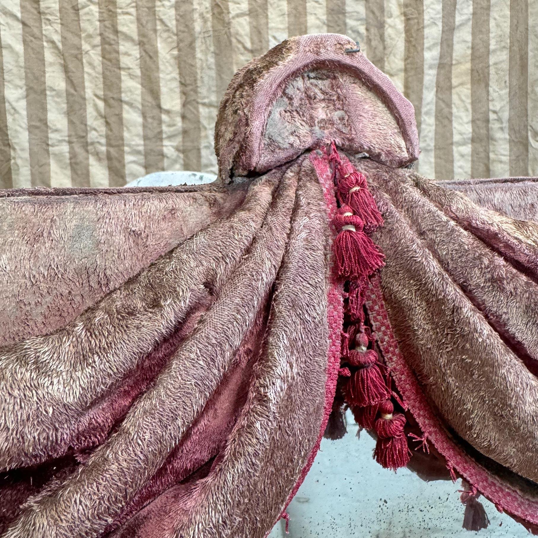 19th Century Theatrical Burgundy Velvet Mirror with Drapes and Swags For Sale 2