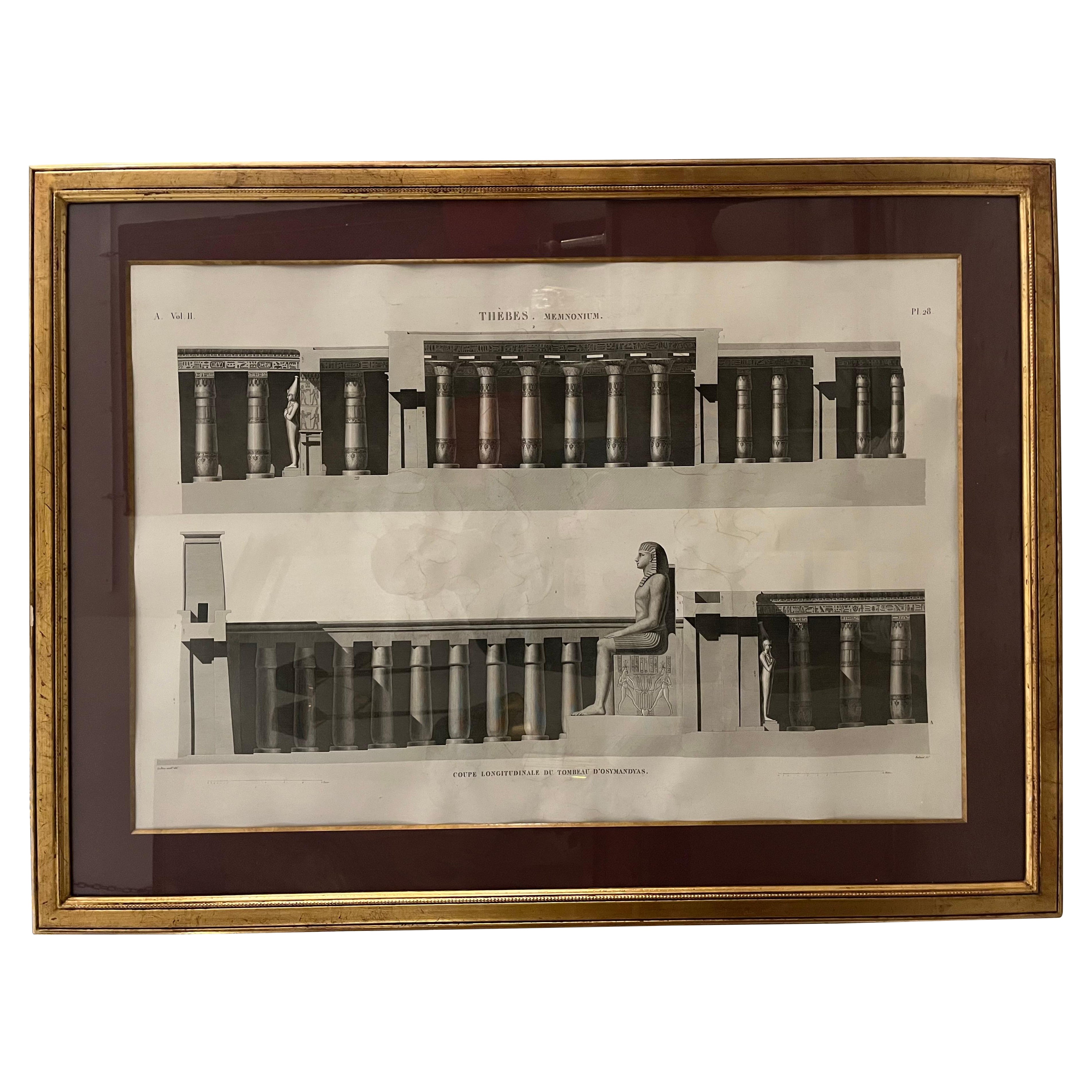19th Century Thèbes Memnonium Engraving – Description de l’Égypte