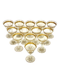 Verres dorés en cristal du 19e siècle de style Saint Louis
