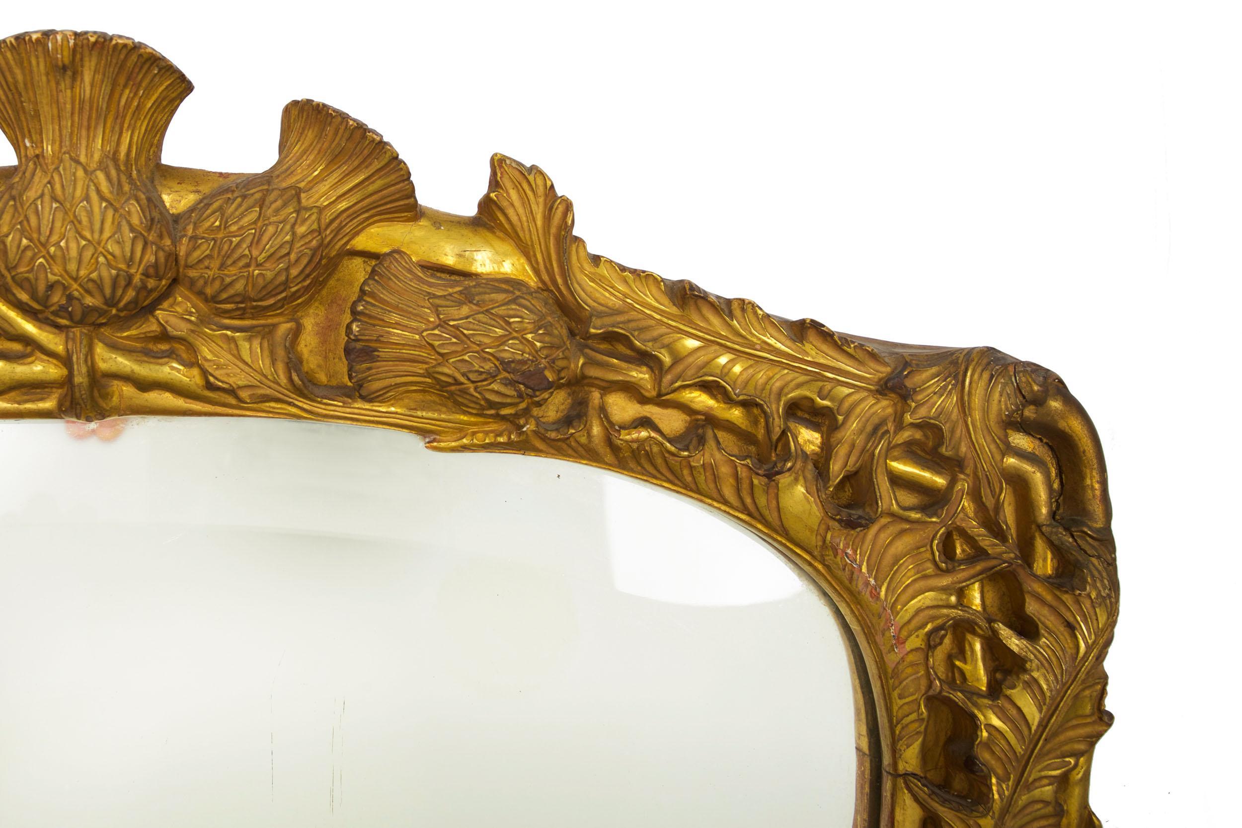 19th Century Thistle-Carved Giltwood Mirror, Probably Scottish 4