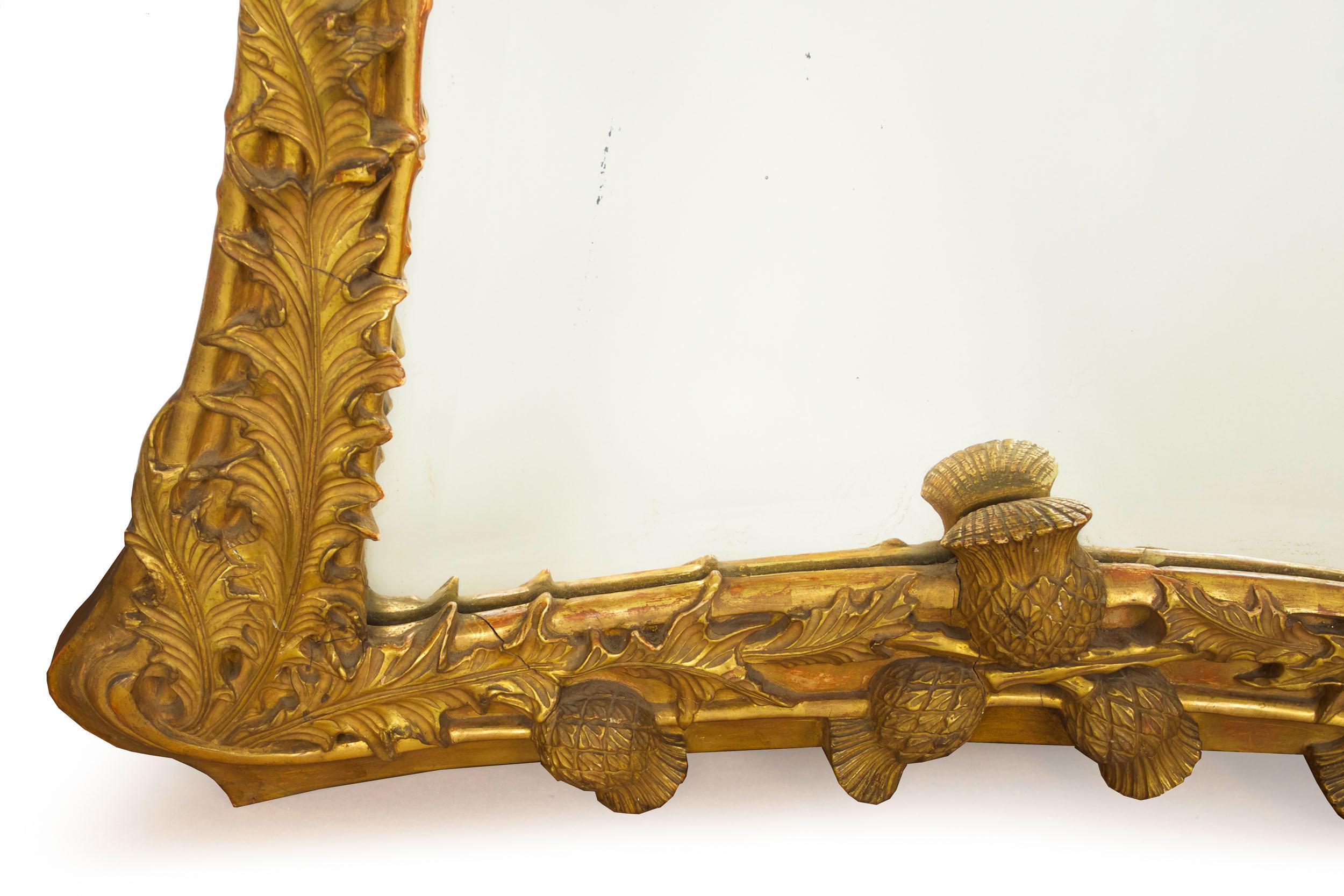 19th Century Thistle-Carved Giltwood Mirror, Probably Scottish 6