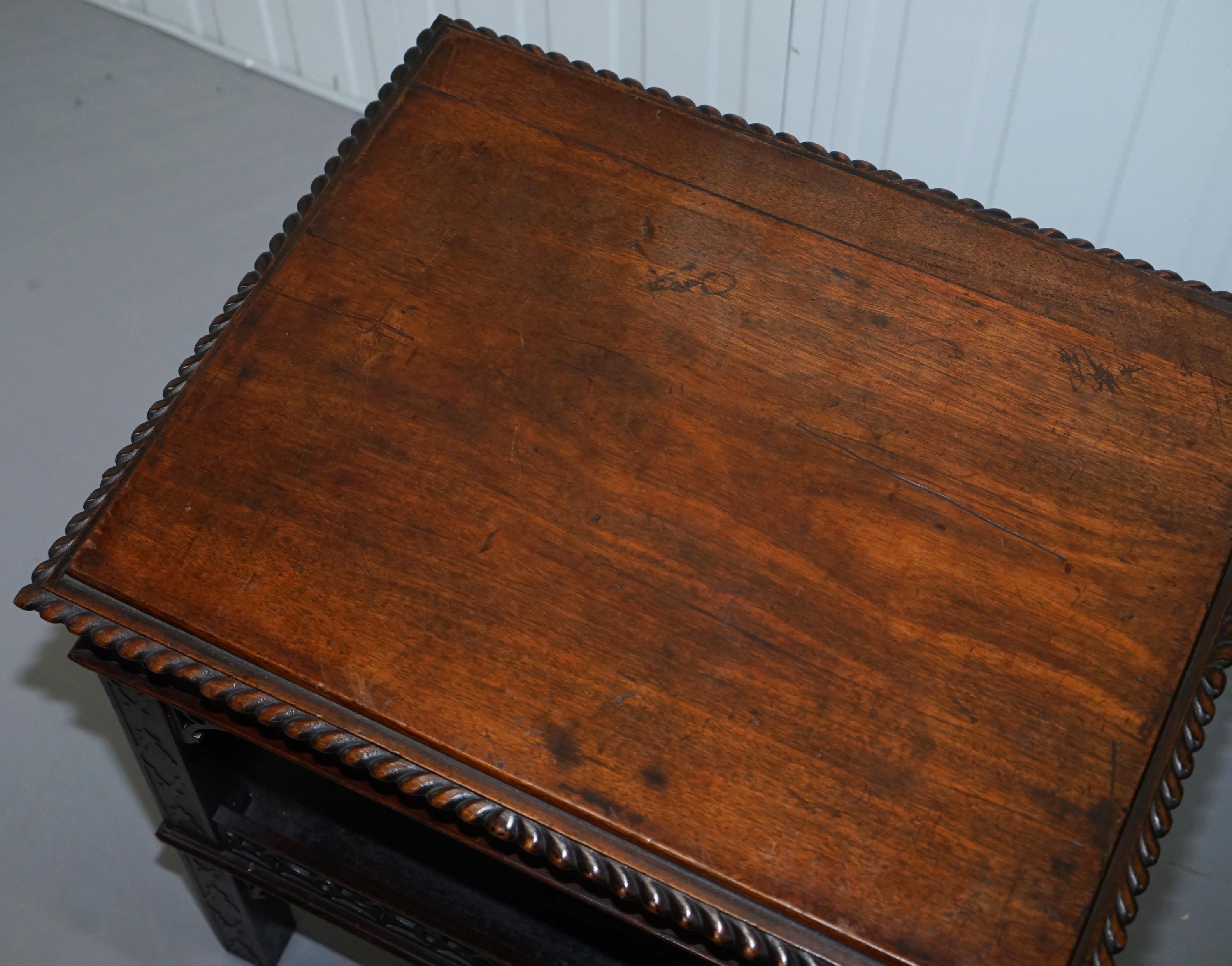 Hardwood 19th Century Thomas Chippendale Fret Work Carved and Pierced Occasional Table For Sale