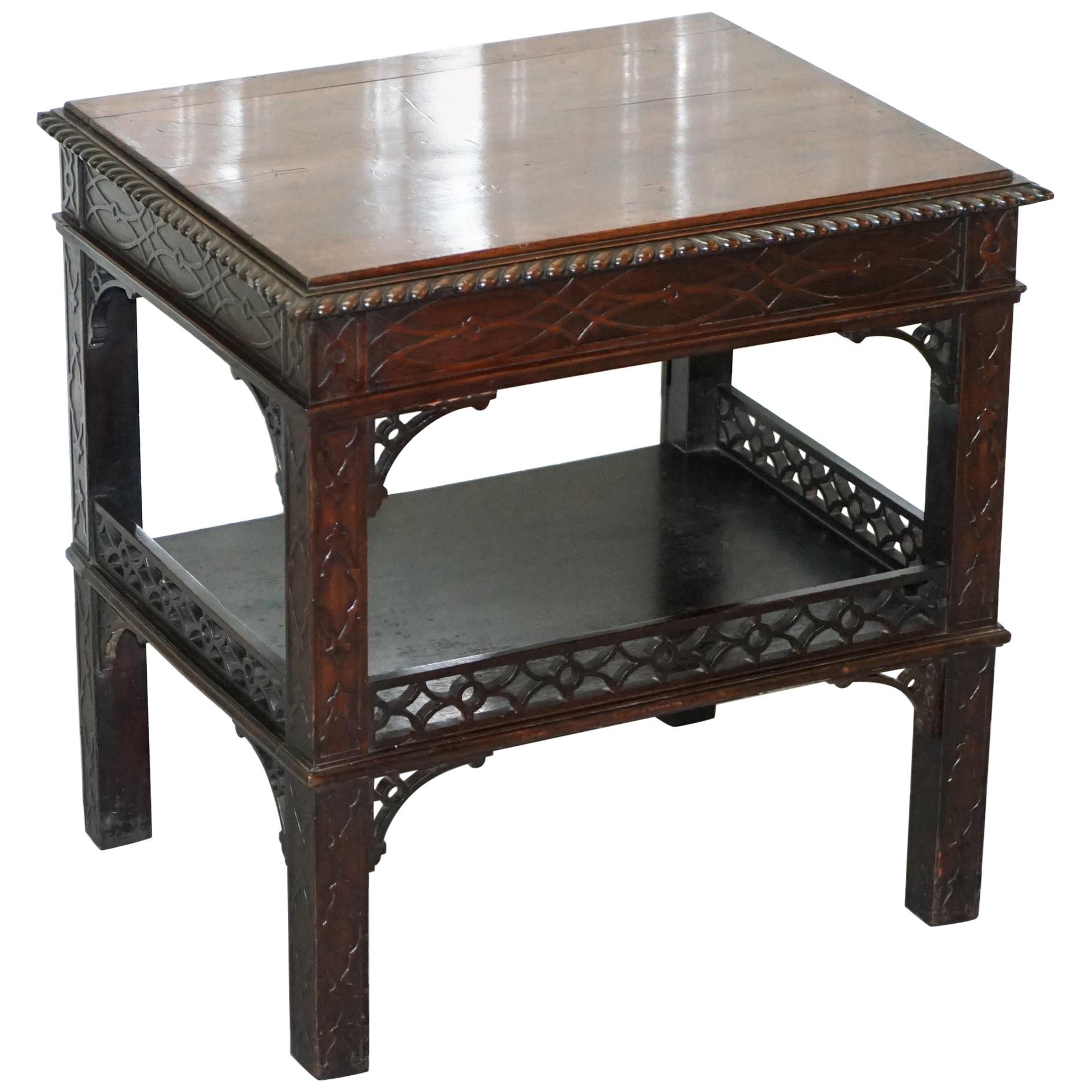 19th Century Thomas Chippendale Fret Work Carved and Pierced Occasional Table For Sale