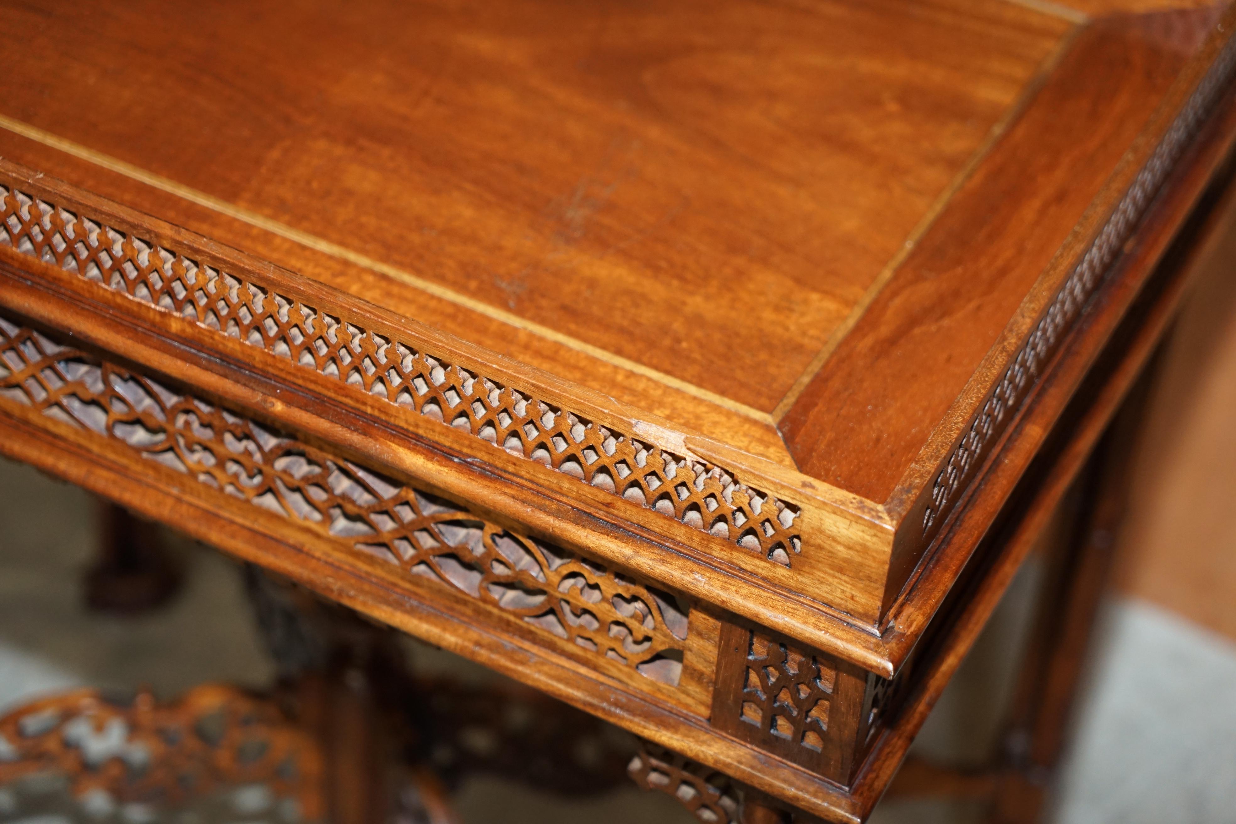 19th Century Thomas Chippendale Fret Work Carved Silver Tea Occasional Table For Sale 3