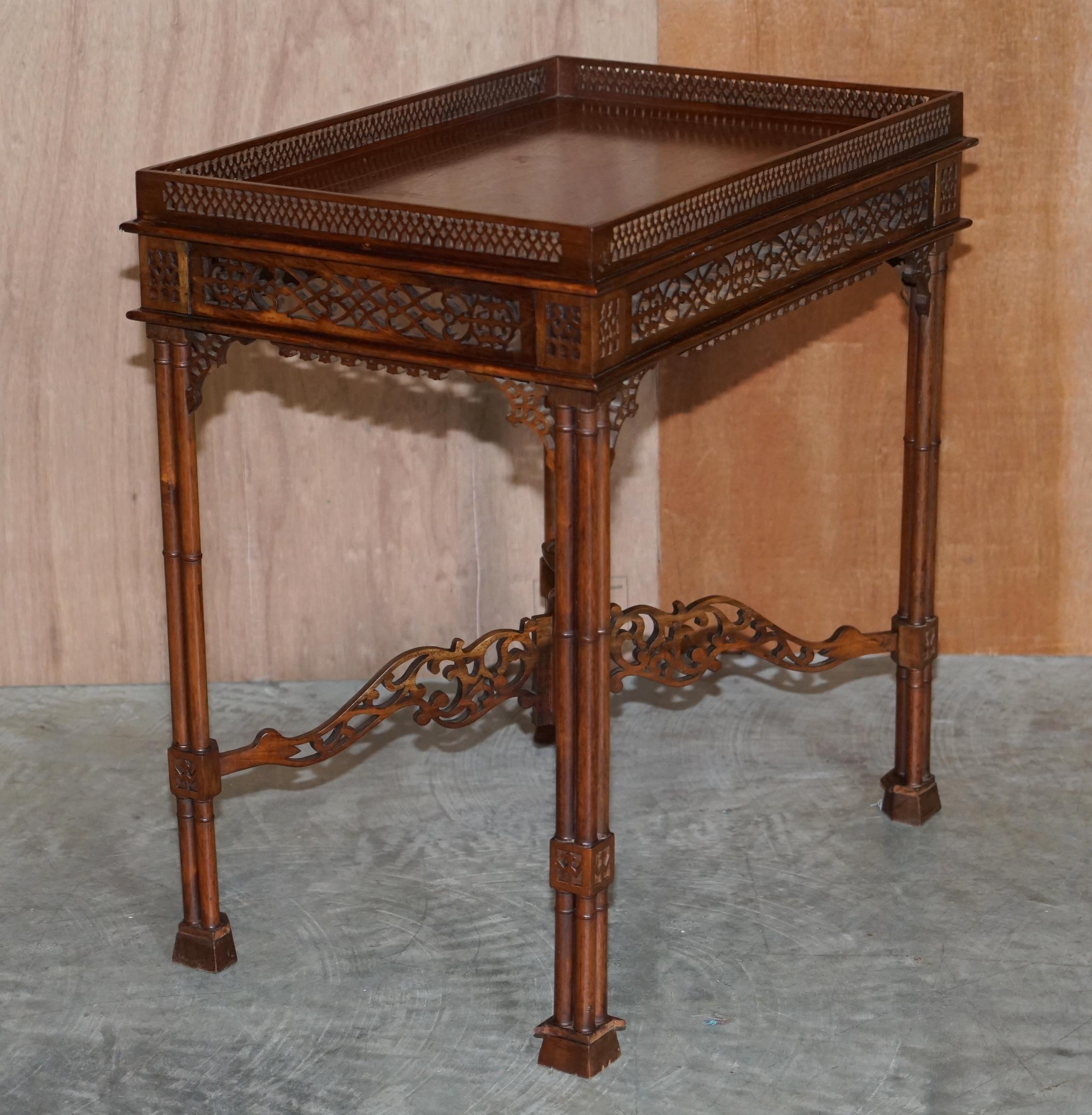 19th Century Thomas Chippendale Fret Work Carved Silver Tea Occasional Table For Sale 4