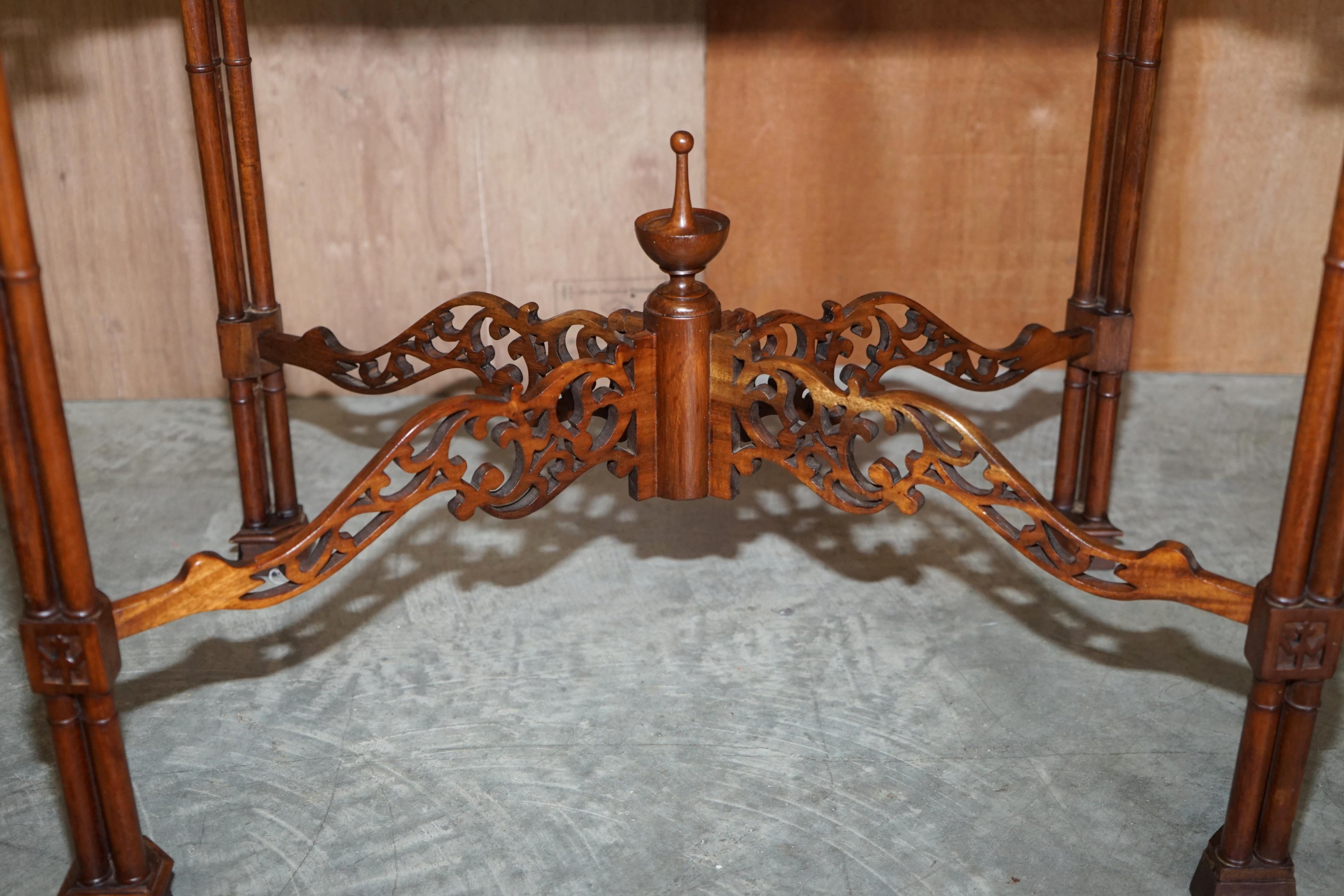 Victorian 19th Century Thomas Chippendale Fret Work Carved Silver Tea Occasional Table For Sale