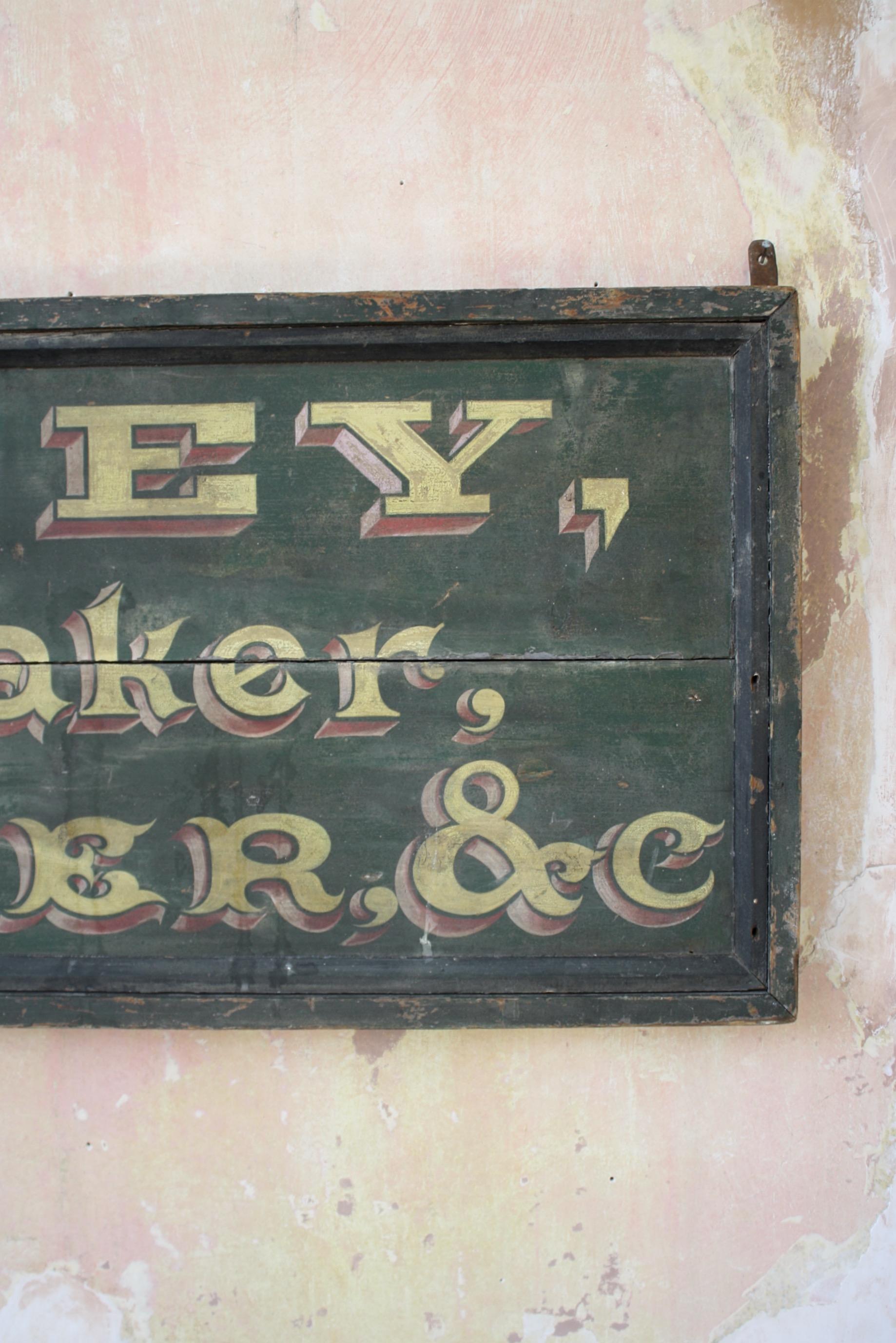 English 19th Century Thomas Comley Watchmaker & Jeweller Trade Sign Folk Art  