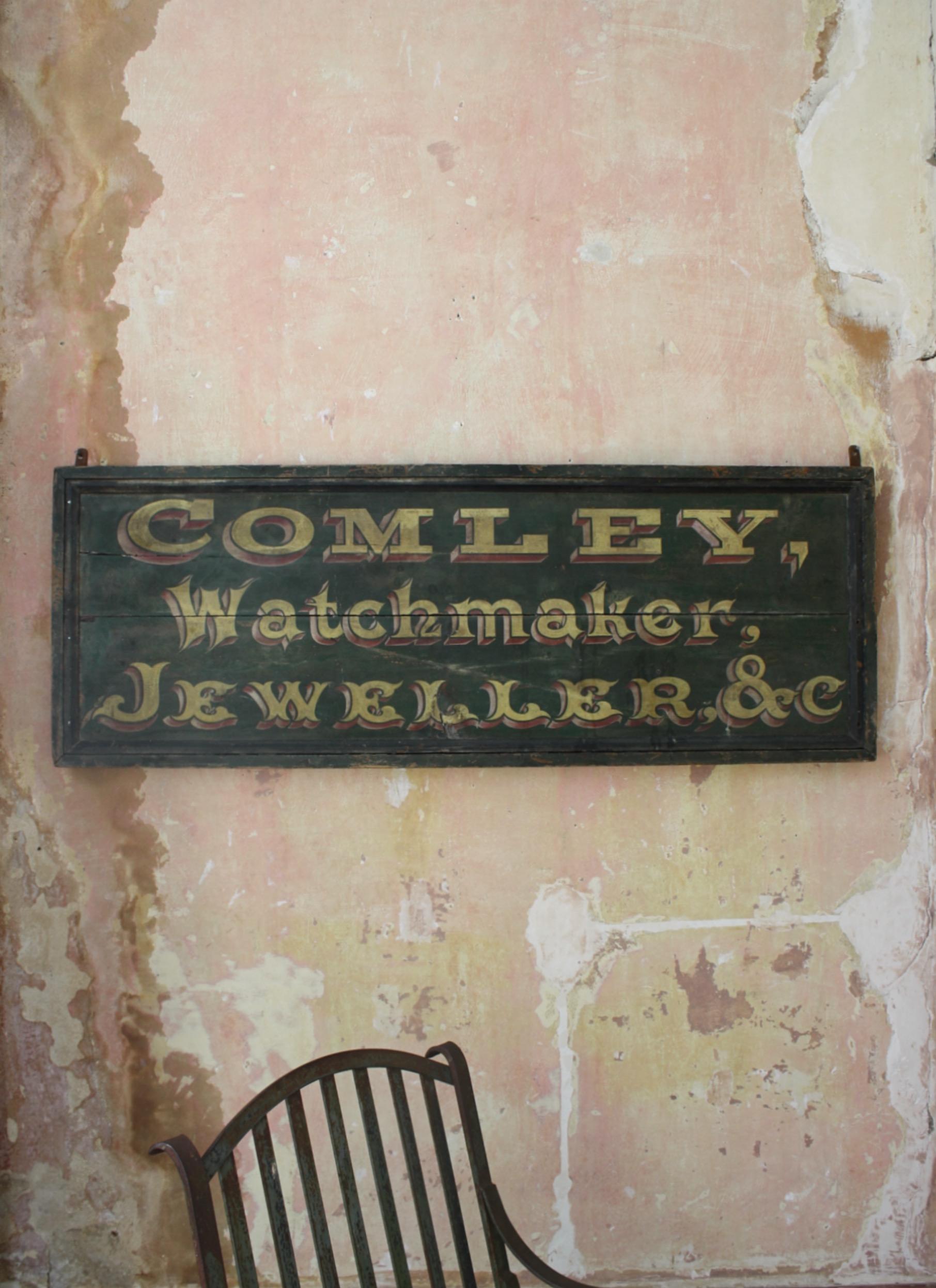 19th Century Thomas Comley Watchmaker & Jeweller Trade Sign Folk Art   In Good Condition In Lowestoft, GB