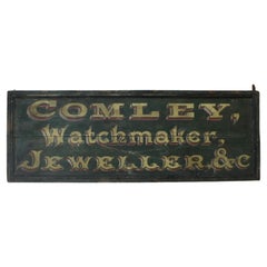19th Century Thomas Comley Watchmaker & Jeweller Trade Sign Folk Art  