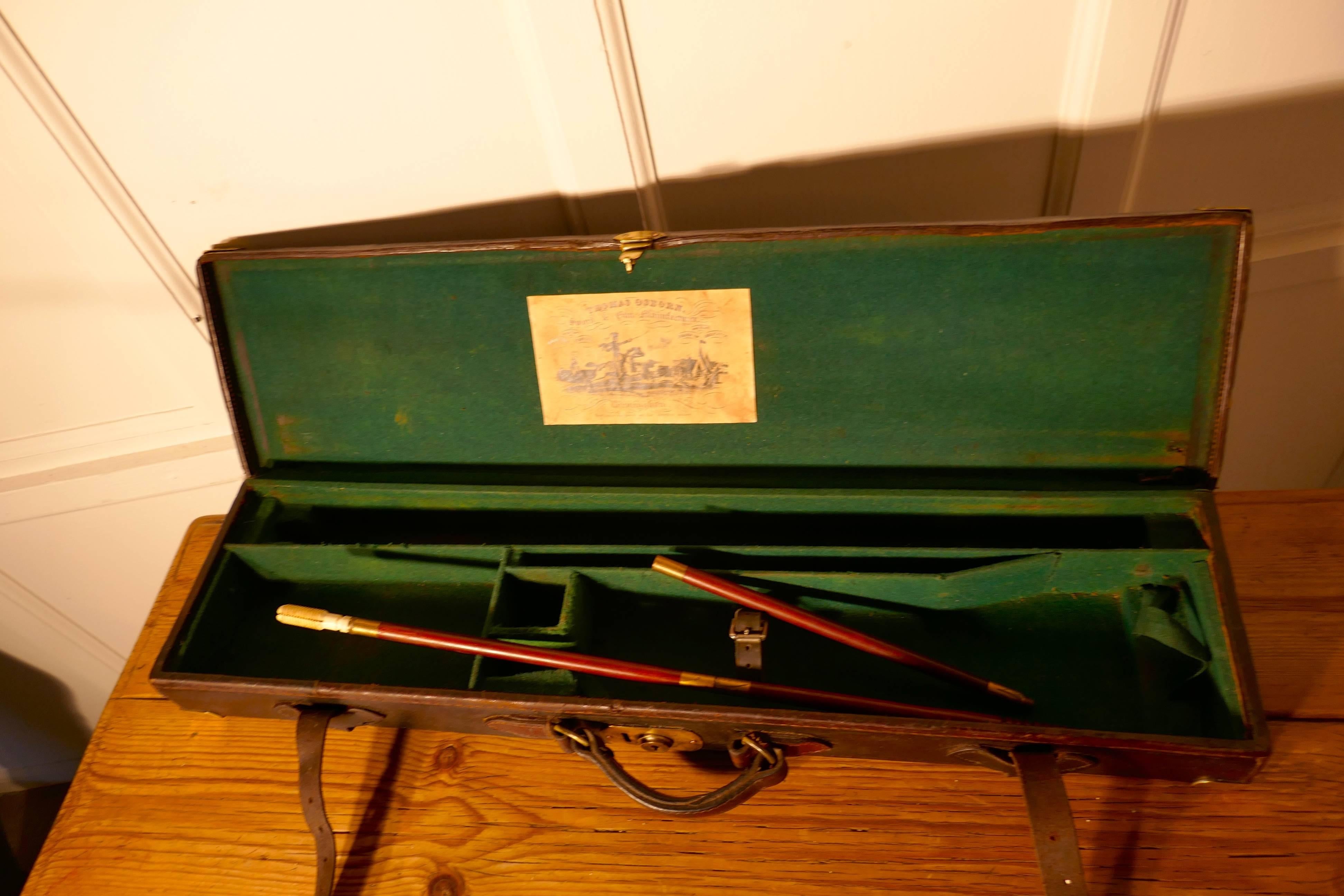 19th Century Thomas Osborn Leather Shot Gun Case with Cleaning Rods 1