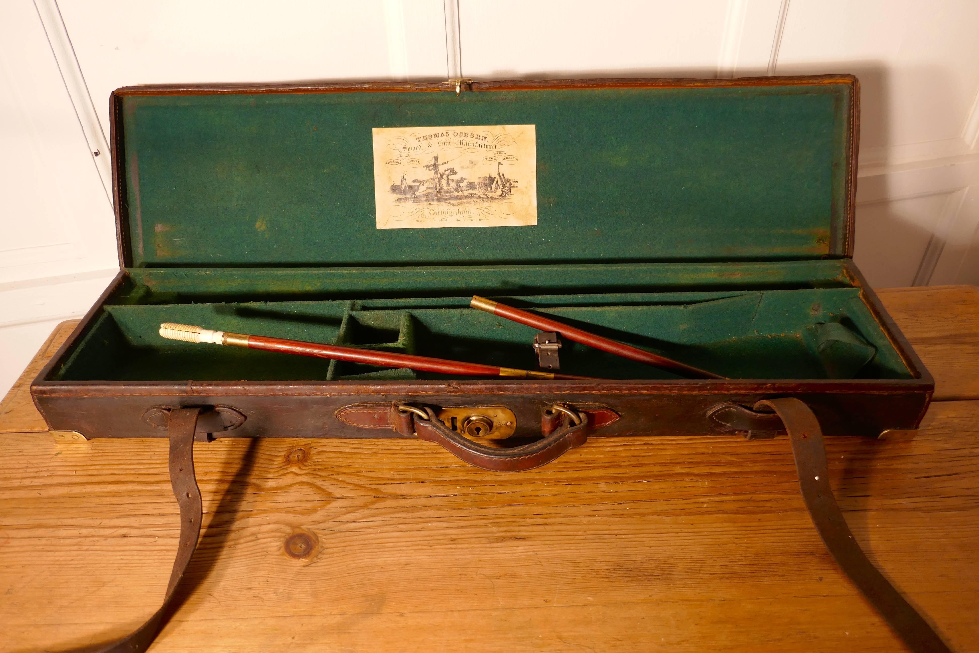 19th Century Thomas Osborn Leather Shot Gun Case with Cleaning Rods 3