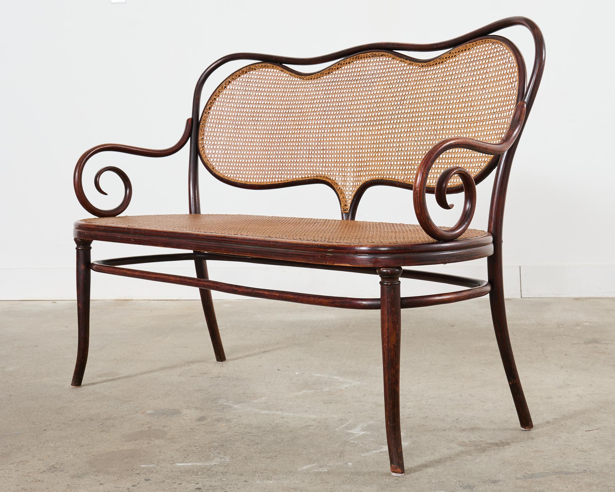 Vienna Secession 19th Century Thonet No. 5 Bentwood Cane Settee