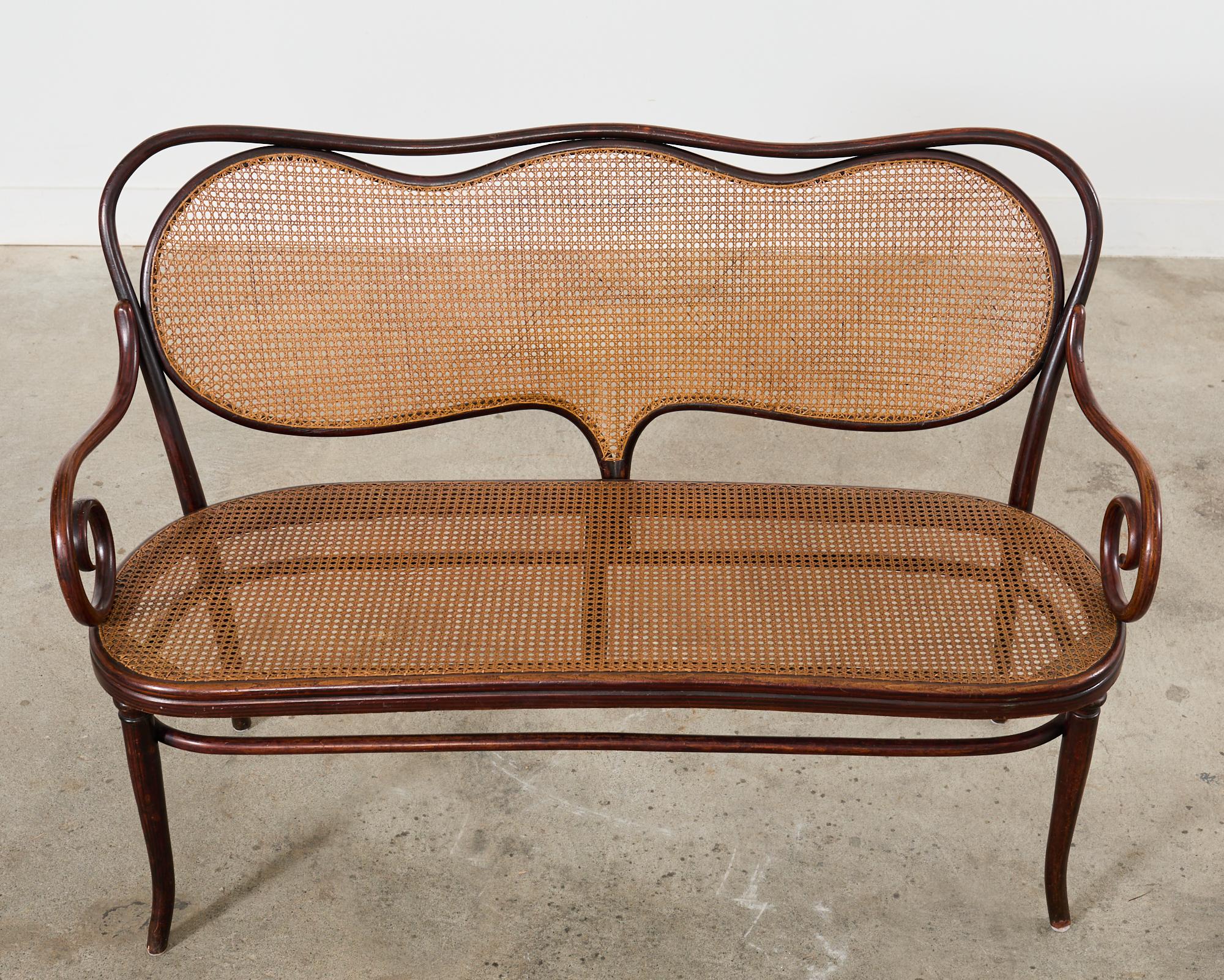 Austrian 19th Century Thonet No. 5 Bentwood Cane Settee