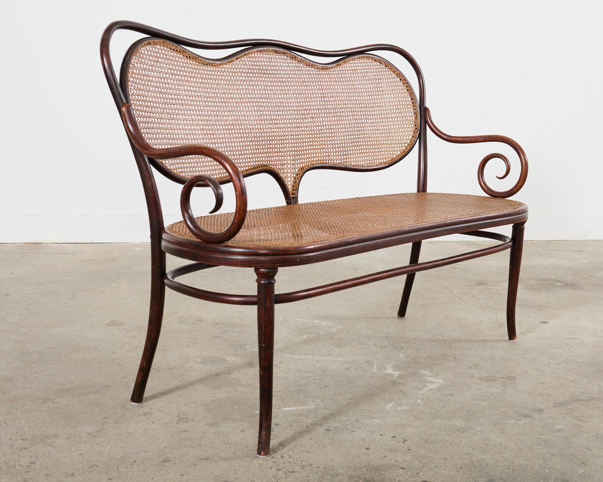 Hand-Crafted 19th Century Thonet No. 5 Bentwood Cane Settee