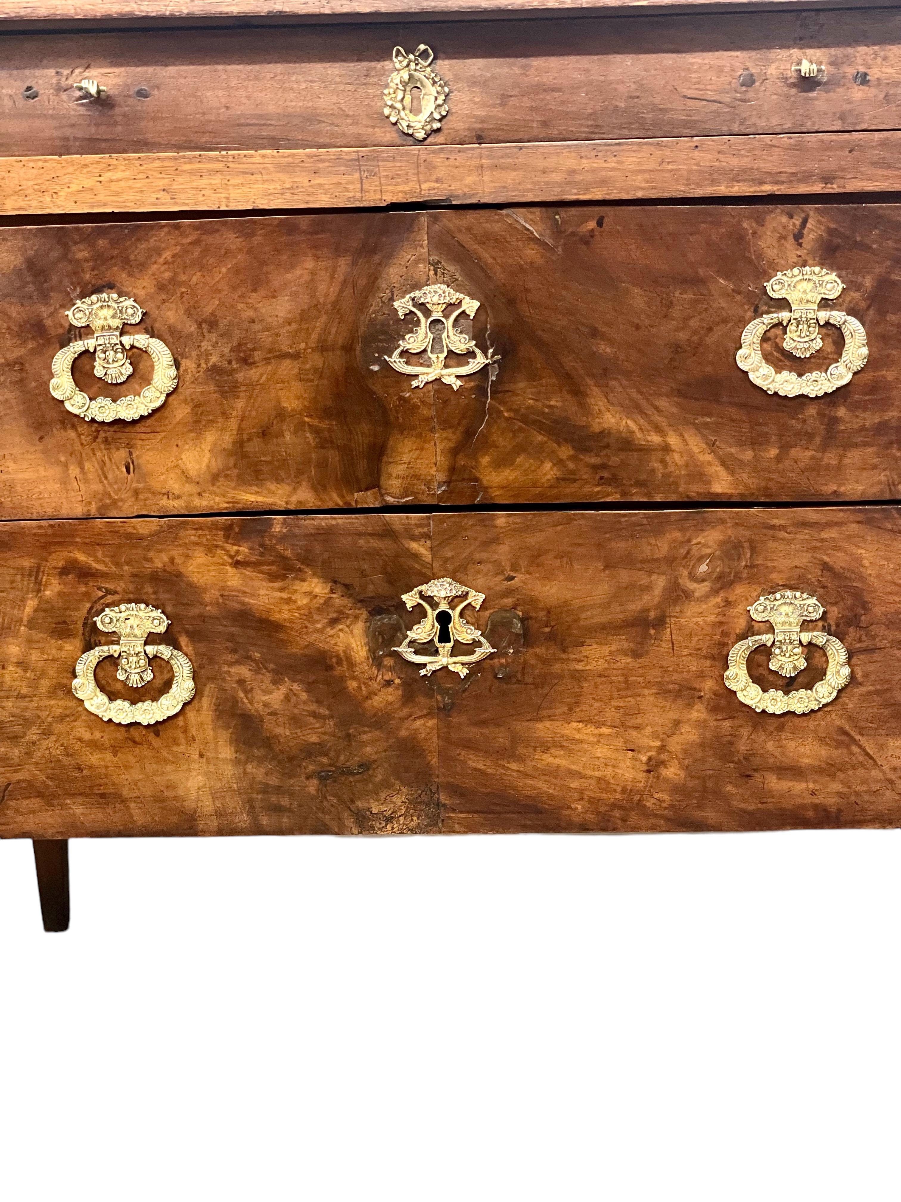 19th Century Three Drawer Commode with Bronze 'Fist' Drawer Pulls For Sale 1