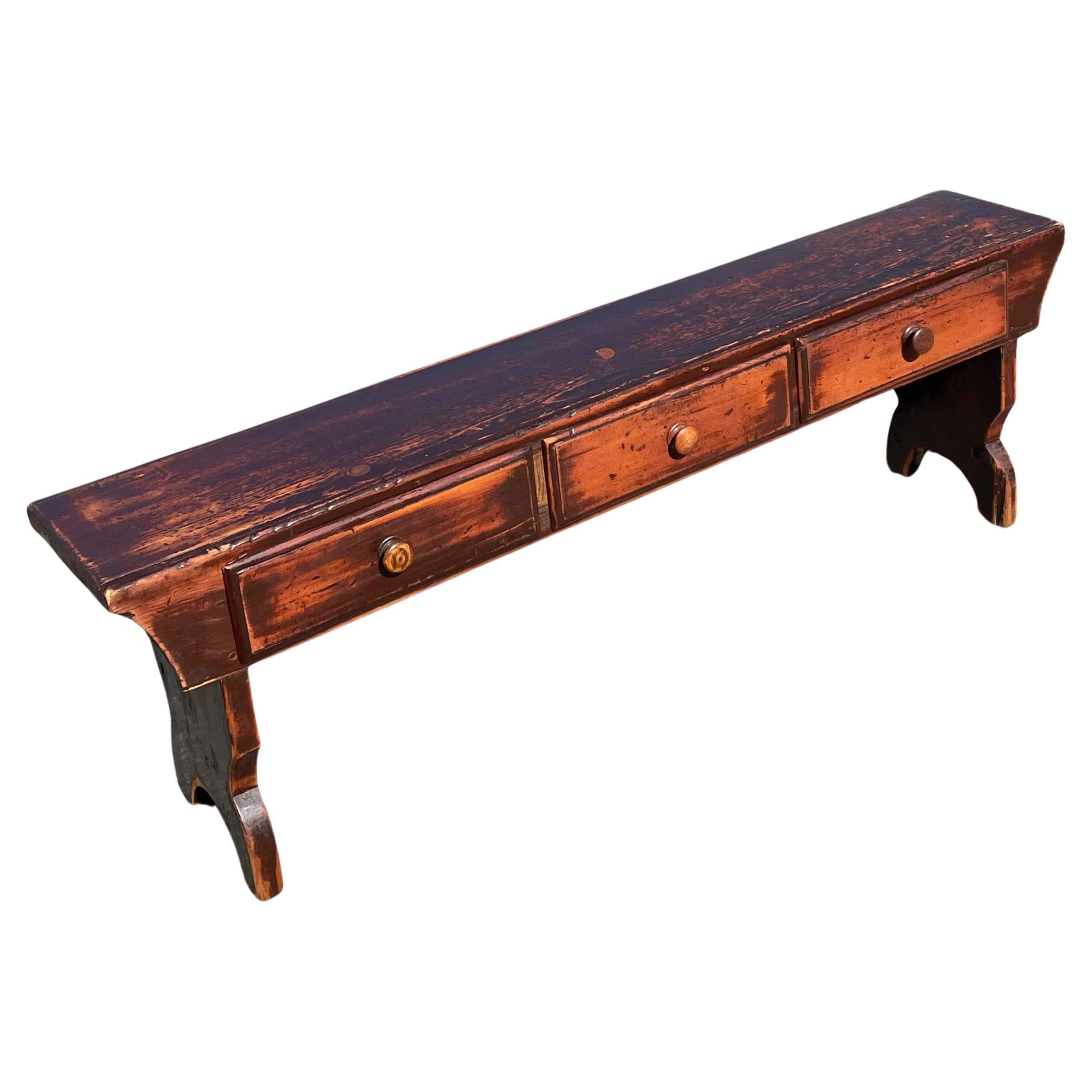 19th Century Three Drawer "Convent" Bench For Sale