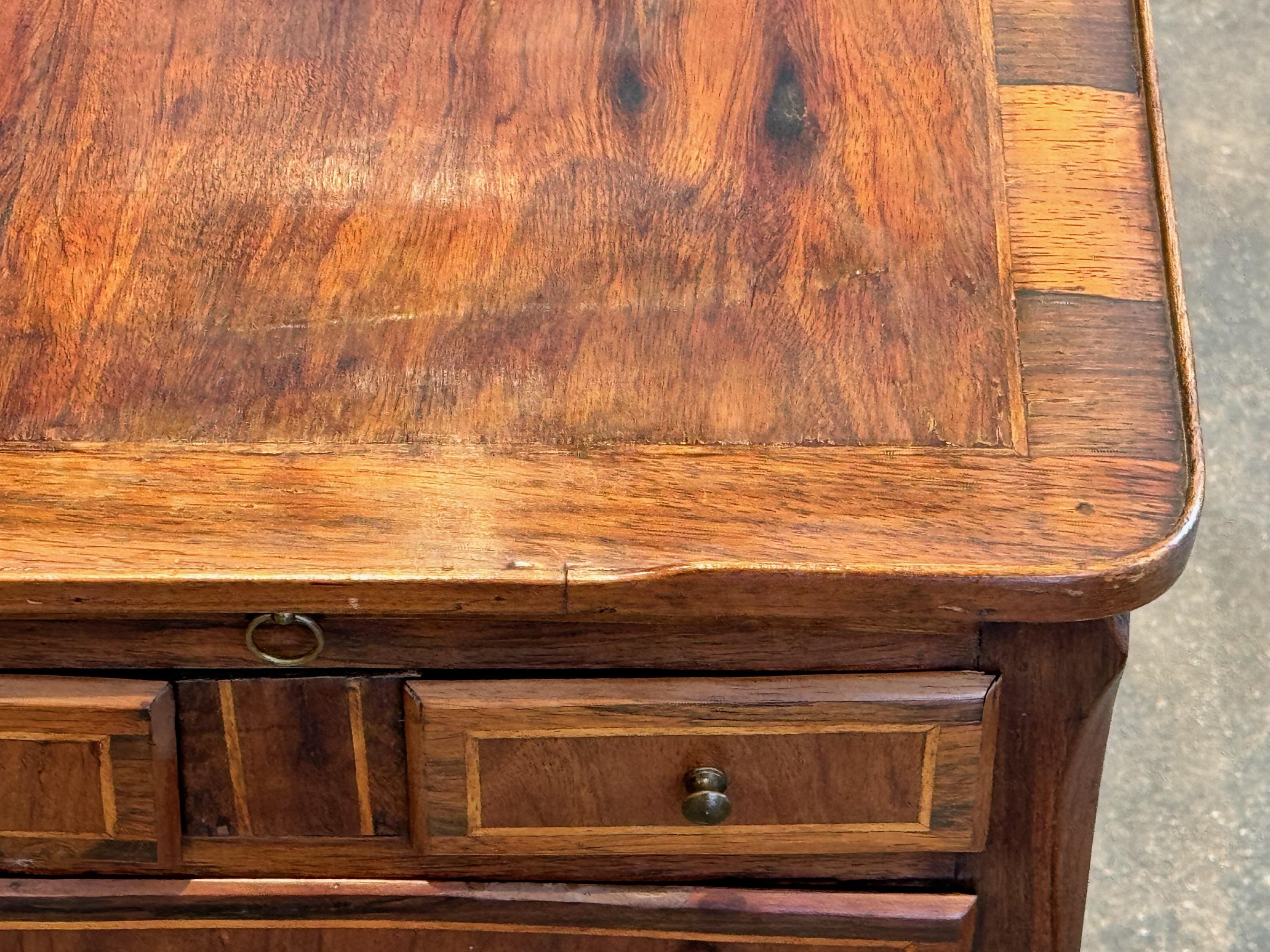 Wood 19th Century Three Drawer French Side Table For Sale