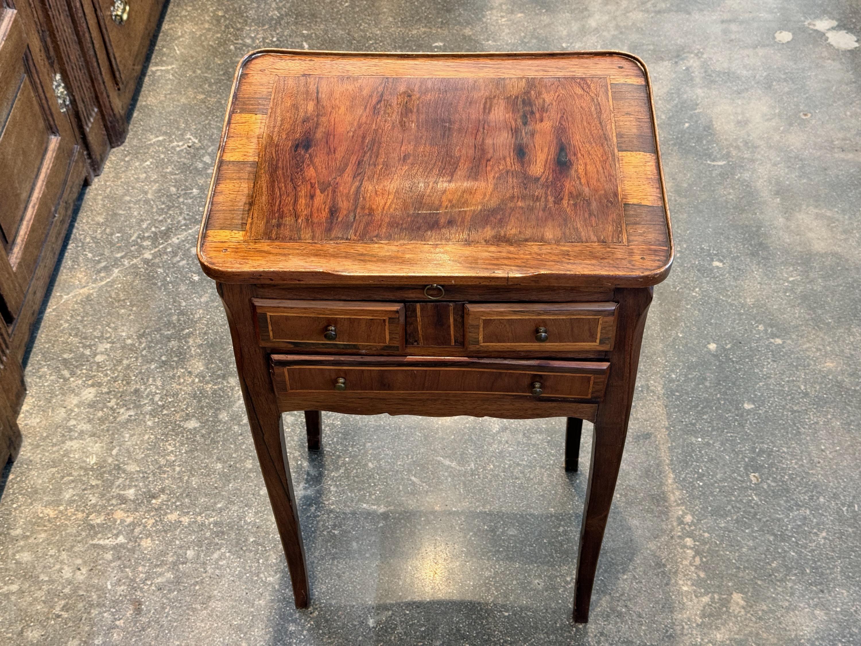 19th Century Three Drawer French Side Table For Sale 1