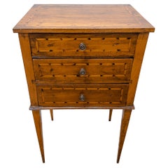 Antique 19th Century Three Drawer Small Fruitwood Commode with Marquetry Detail