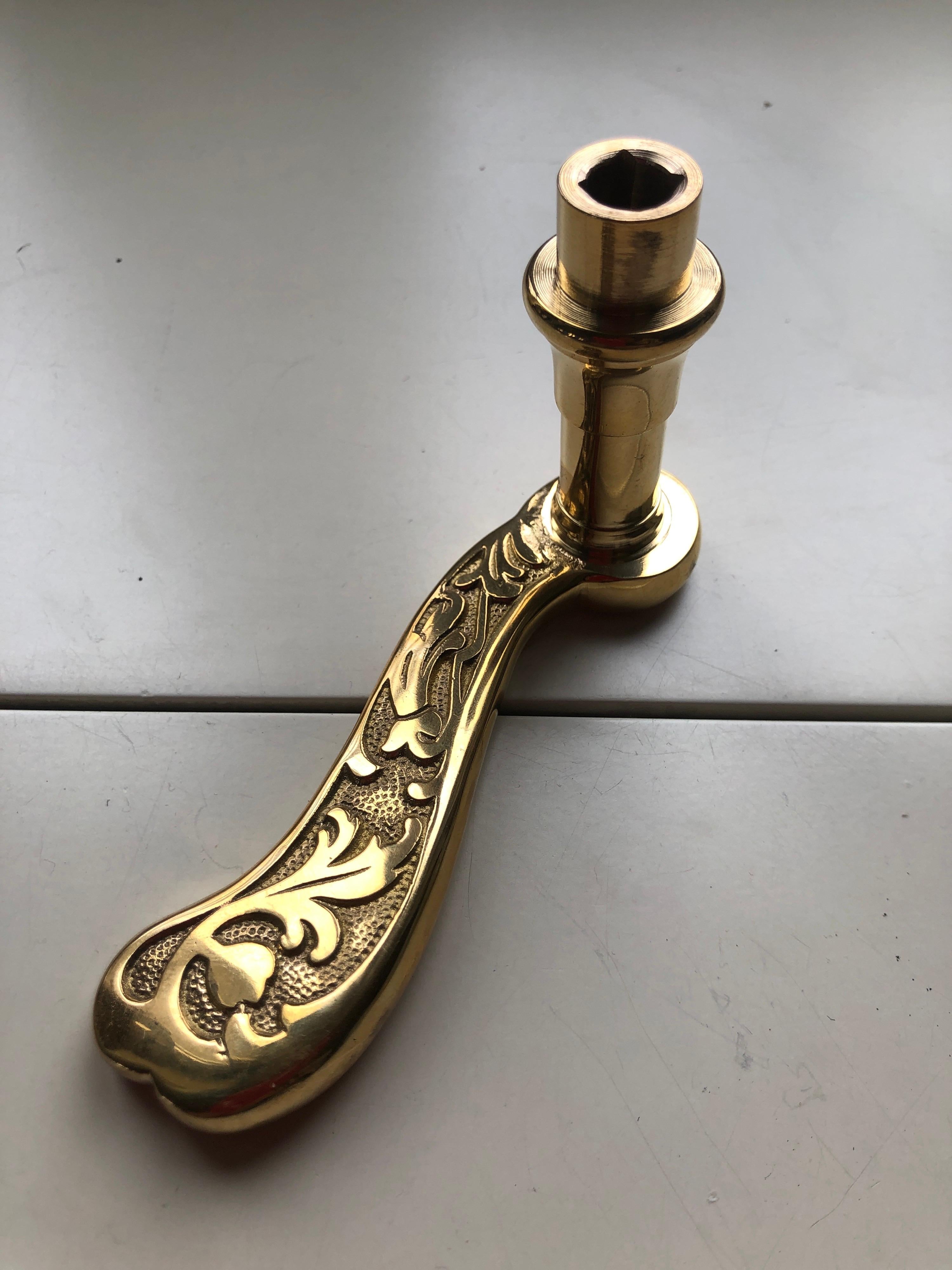 19th Century Three French Restored Brass Door Bathroom Handles For Sale 4